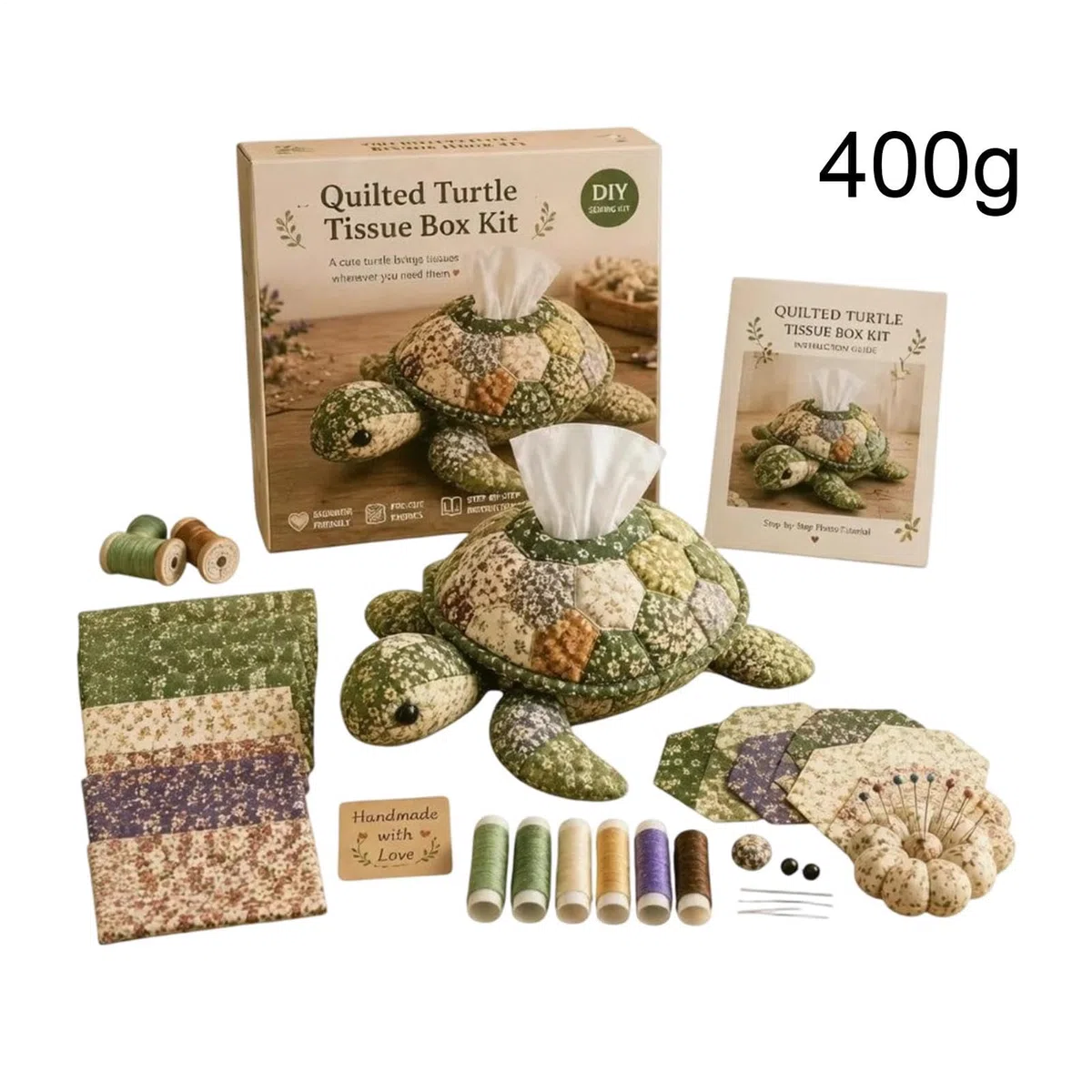 Generisch DIY Set Eine Gesteppte Taschentuchbox Meeres, Nähset Eine Taschentuch Box Schildkröten, Nähsets Taschentuch Boxen mit Stoff Schnittmuster, Bastelsets Einen Taschentuchbox Bezug Schildkröten