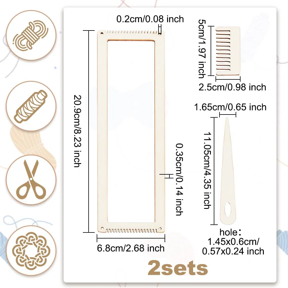 OLYCRAFT Mini Webstuhl Set Aus Holz - DIY Webkunst Gobelin Mit Webkamm Und Tropfen Häkelnadel Für Anfänger Strickhandwerk
