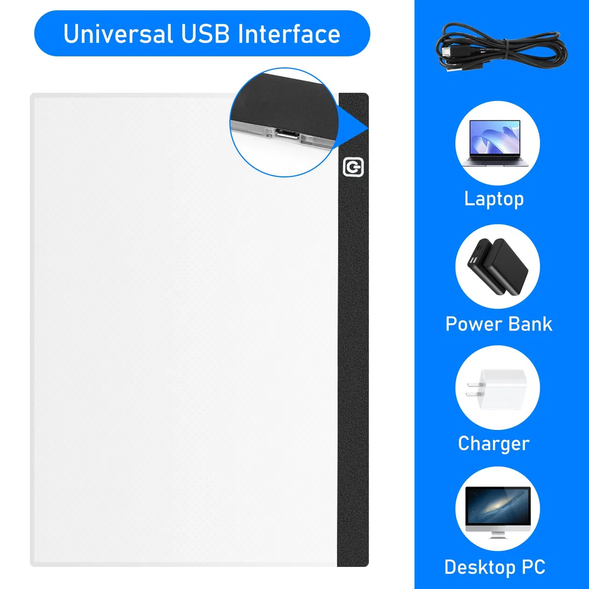 VFANDV Leuchttisch A3, Led Licht Pad Tragbare LED Dimmbar 3 Helligkeitseinstellungen Leuchtplatte mit USB Kabel Light Pad Zeichenbrett für Diamond Painting Malen Skizzieren Designen