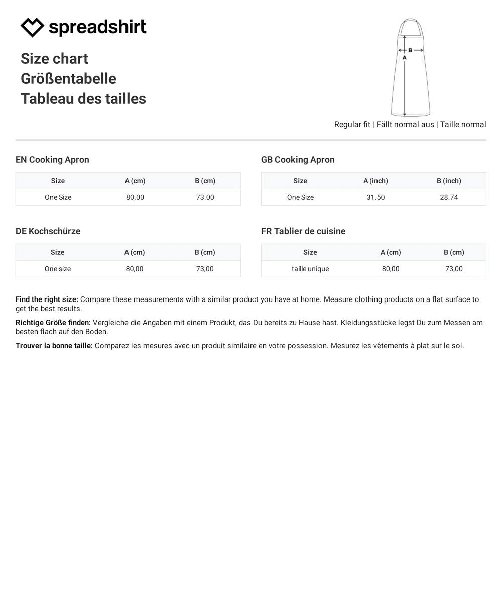 Spreadshirt Kochschürze Personalisiert mit Foto oder Text aus 100% Baumwolle | Grillschürze für Damen & Herren | Küchenschürze inkl. Kordelzug