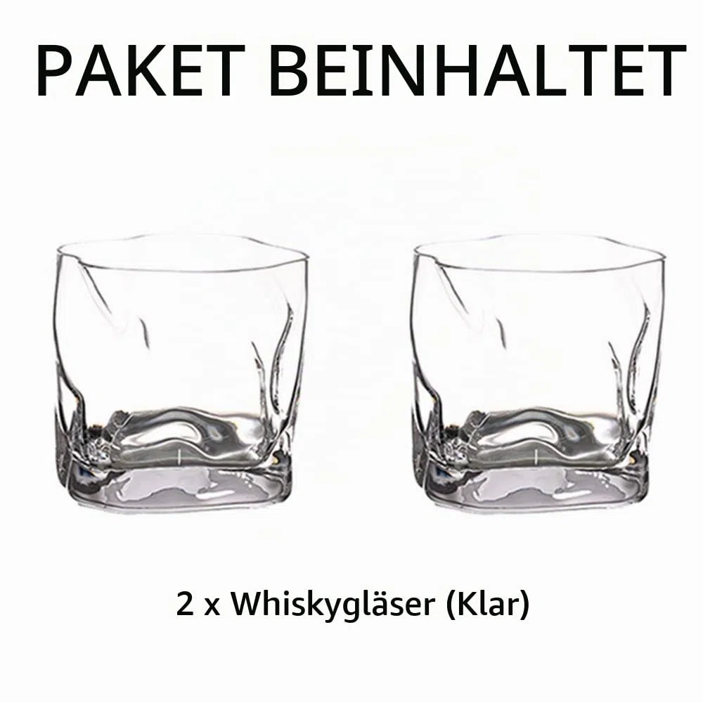 Unregelmäßige Whiskygläser Set Mit 2 Gekippten Falten Scotch Glass 250Ml Modischer Whiskybecher Für Papa, Ehemann, Freunde, Glaswaren Für Bourbon/Rum/Barbecher