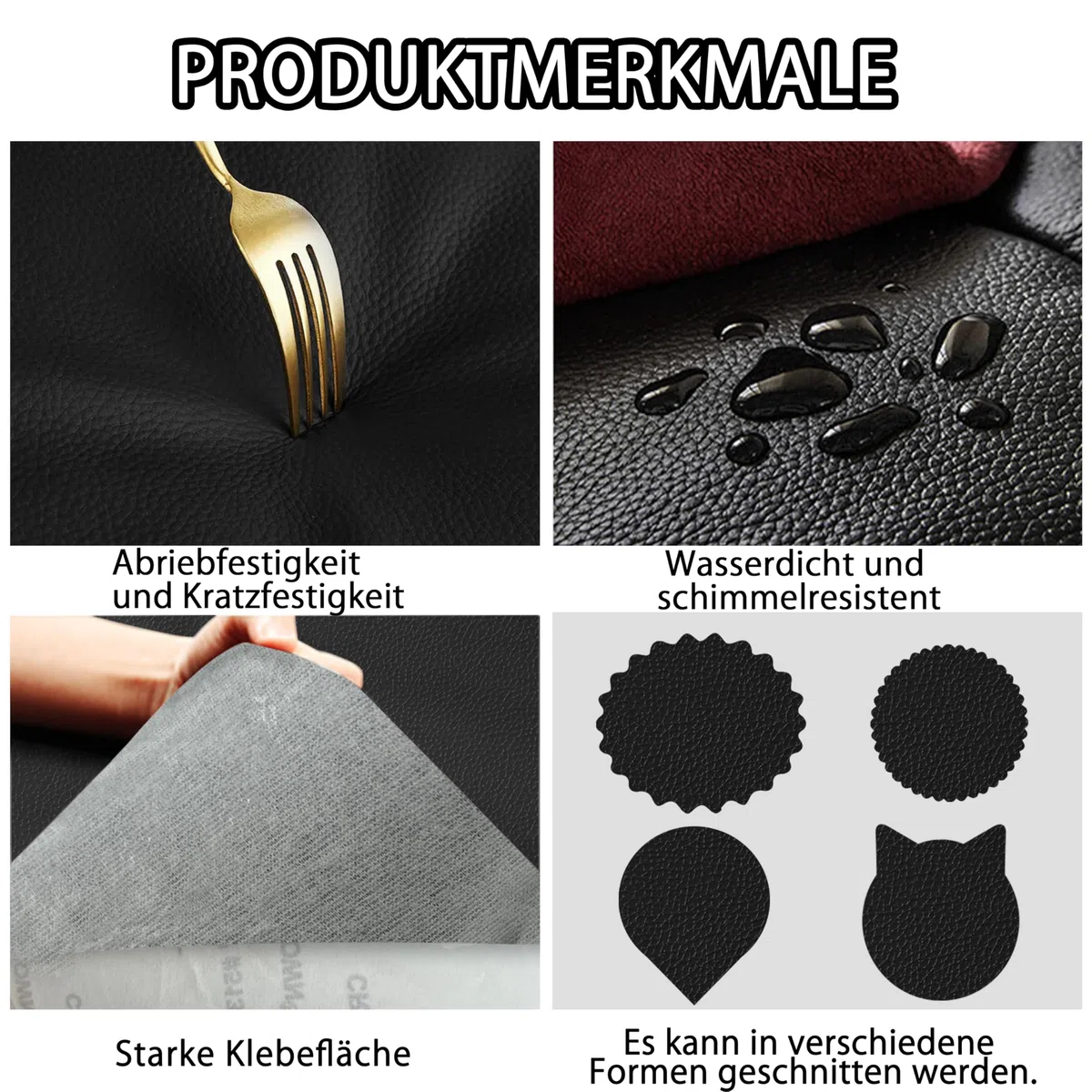 Leder Reparatur Set,40x160 cm kunstleder selbstklebend, Kunstleder Reparaturset Flicken für Möbel, Sofas, Autositze, Sofas, Jacken,Schwarz