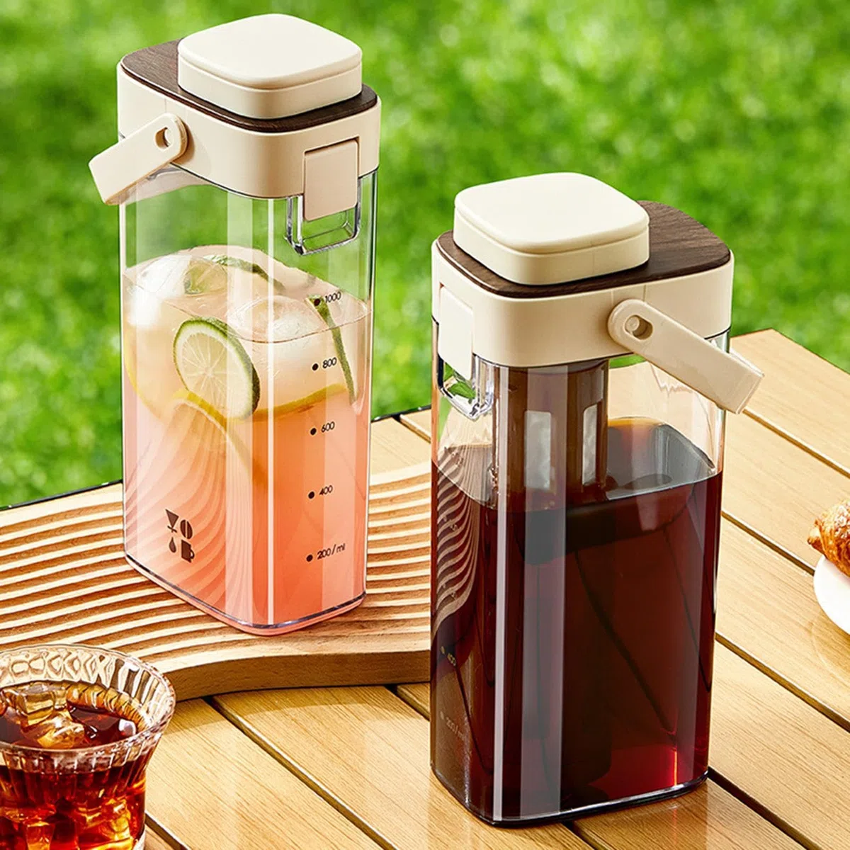 Cold Brew Maker - 1000ml Leakproof Dispenser with Handle Wide Mouth, Iced Coffee Infuser, Espresso Coffee Drink Pitcher | Glass Beverage Steeper for Homemade Drinks Lemonade Juice Home Kitchen Stay