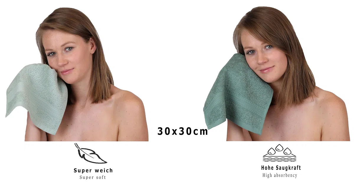 Betz 10 Stück Seiftücher Premium 100% Baumwolle Größe 30x30 cm Farbe heugrün - tannengrün