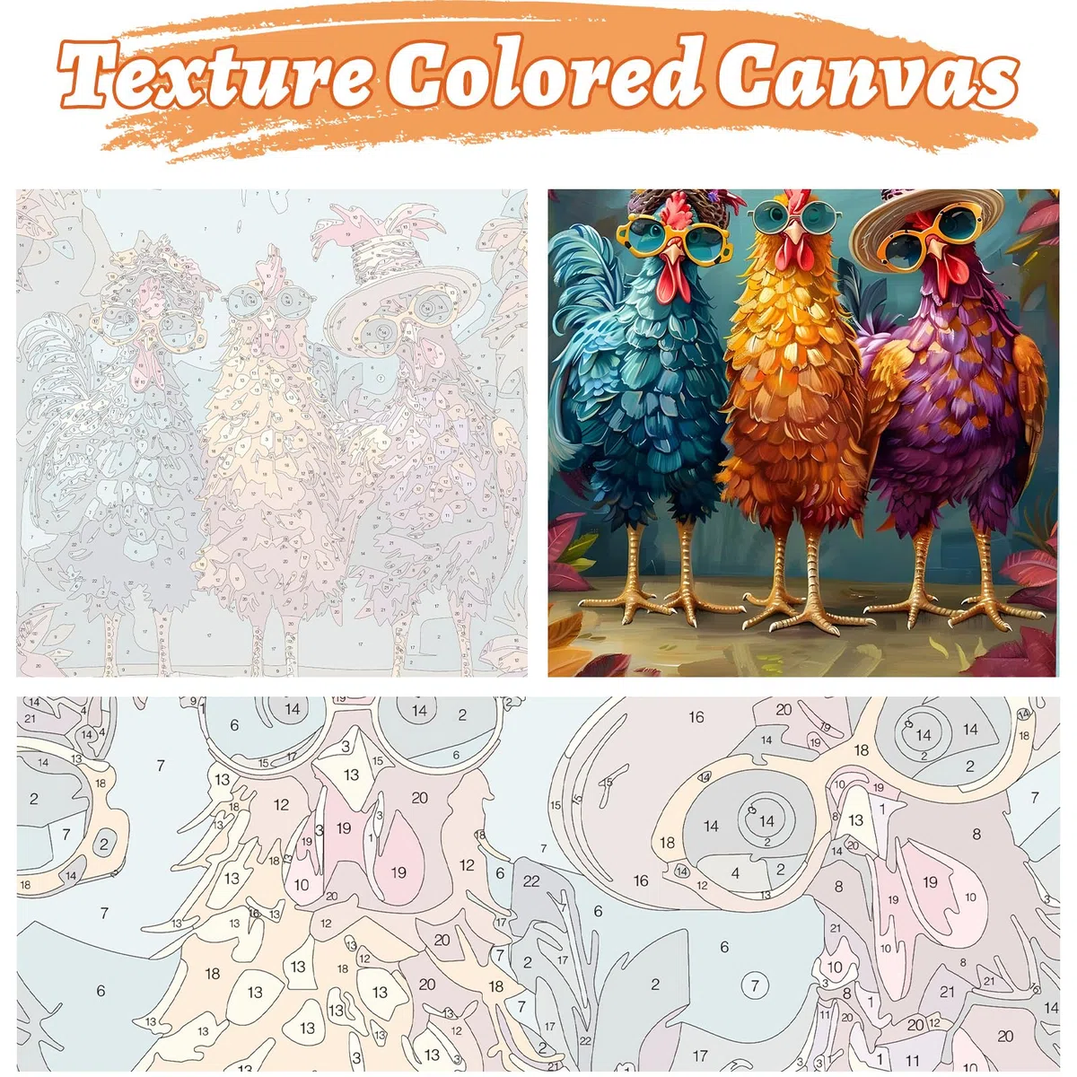 KEYIFA Malen Nach Zahlen Erwachsene mit Rahmen, Buntes Huhn Malen Nach Zahlen Kits mit Pinseln und Acrylfarben, DIY Ölgemälde Set Malen Basteln Leinwand Bild Erwachsene, Home Deko 30x40cm