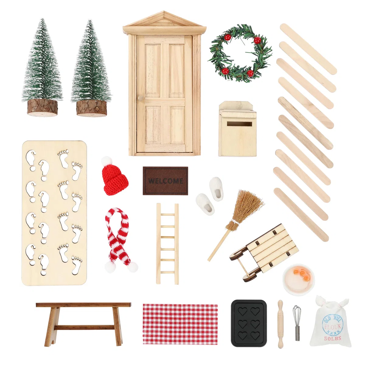 Nordstern Wichteltür Set - Komplettset inkl. Backset, Wichtelbriefe, Baustelle, Adventsakelnder, magischer Tür, Schilder und mehr Zubehör für die Adventszeit, DIY-Dekoration für Weihnachten