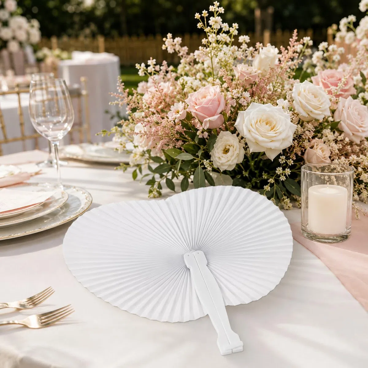 36 Pack Weiße Runde Handfächer Papierfächer Hochzeitsfächer Fächer Hochzeit Faltfächer Faltbar Gastgeschenk Für Sommer Gelegenheiten,Party,DIY,Wand Dekoration