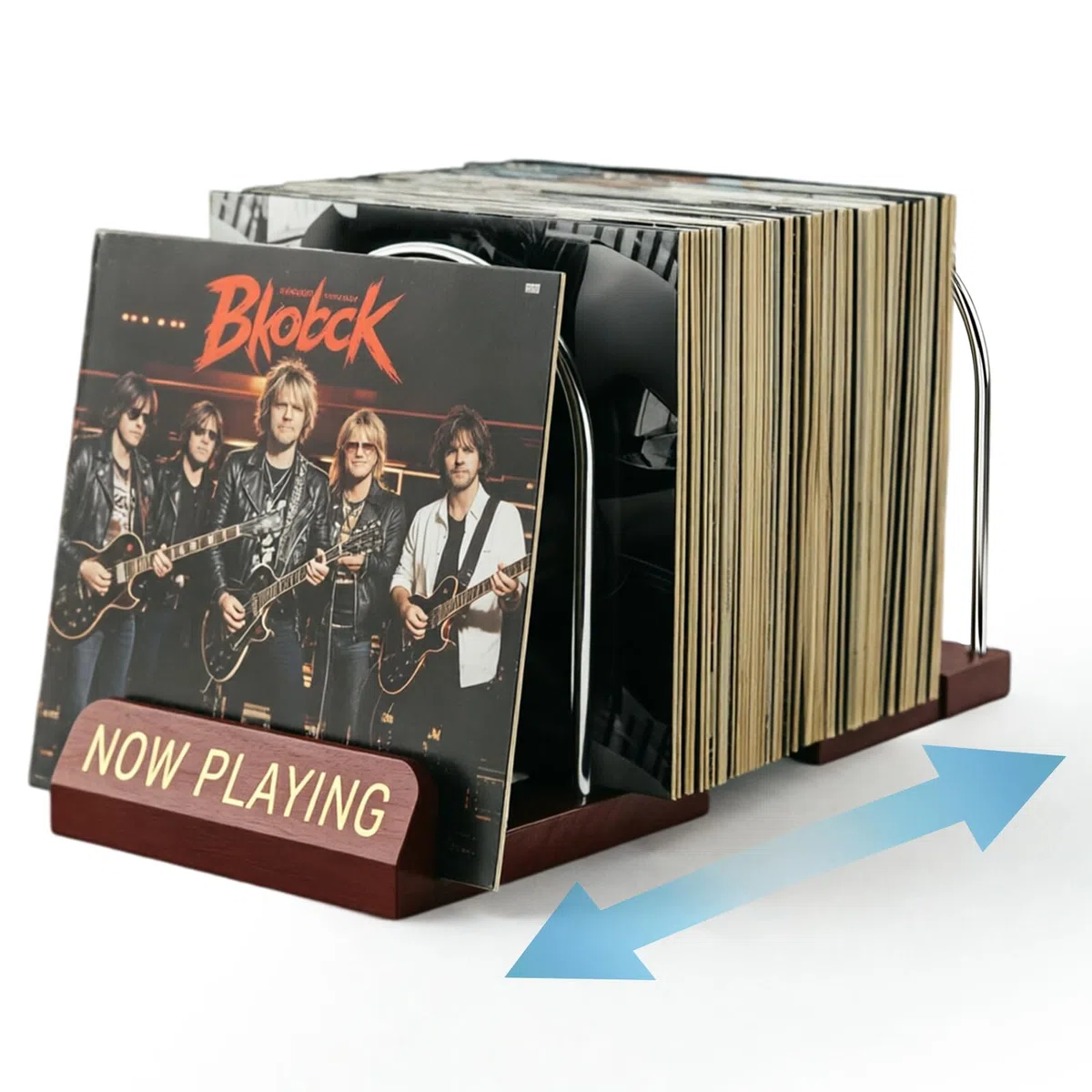 BORDEAG Schallplatten Aufbewahrung, Schallplattenständer 30-70 Lps, 1 Etage Vinyl-Schallplattenständer, Schallplatten Regal Mit Verstellbarer Trennwand Für Alben, Zeitschriften, Regal, Organizer