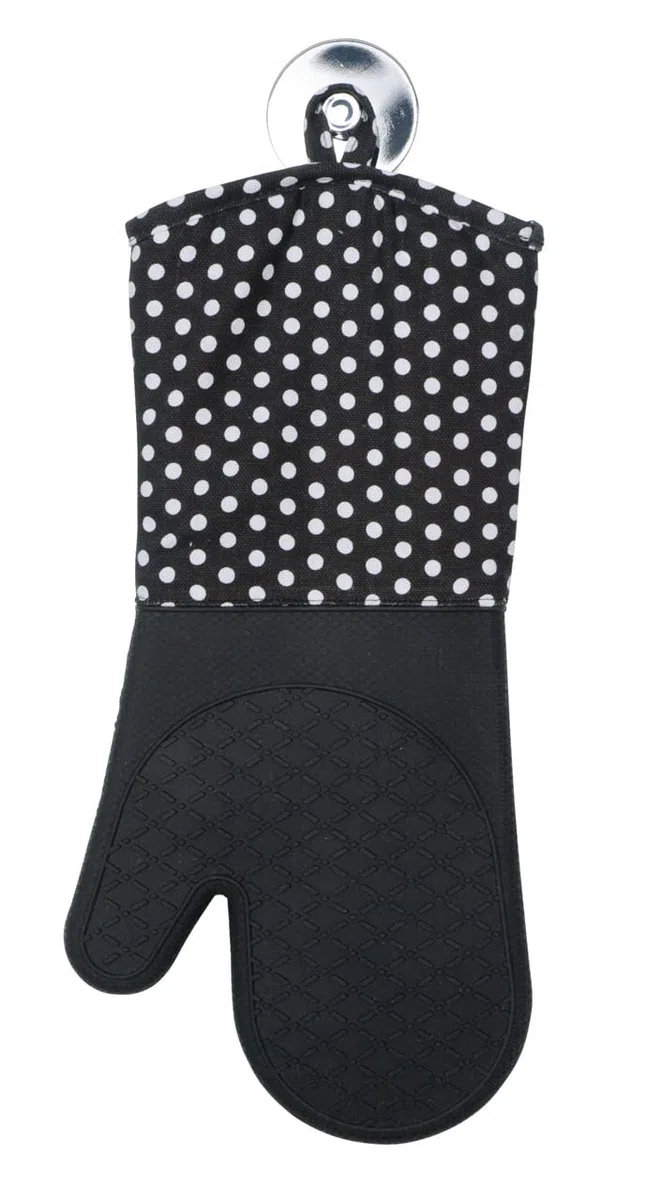 WENKO Topfhandschuhe mit Handflächen aus Silikon, 1 Paar, praktischer Küchenhelfer, auch als Grillhandschuh verwendbar, hitzebeständig, 18,5 x 37,5 cm, Schwarz