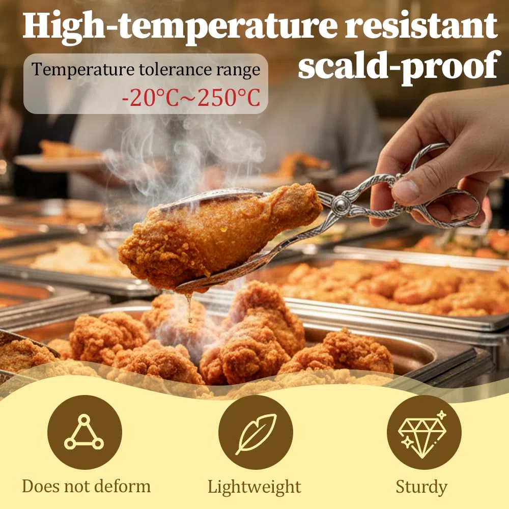 Vintage Gebäckzange, 3 Stuck 8 Zoll Servierzange aus Aluminiumlegierung, Backzange Lebensmittelzange mit Scherengriffen zum Kochen, Backen, Grillen, für Restaurants und die heimische Küche