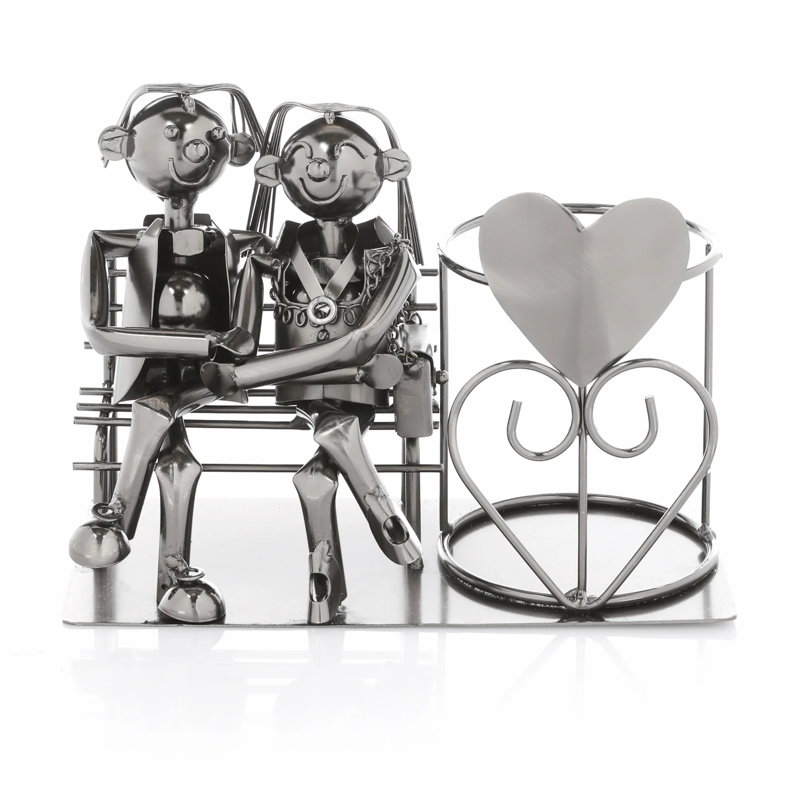 Nordstern Flaschenhalter Liebespaar Metall - Hochzeitsgeschenk Weinflaschenhalter Pärchen - Geschenk zur Hochzeit, Silberhochzeit oder Goldhochzeit