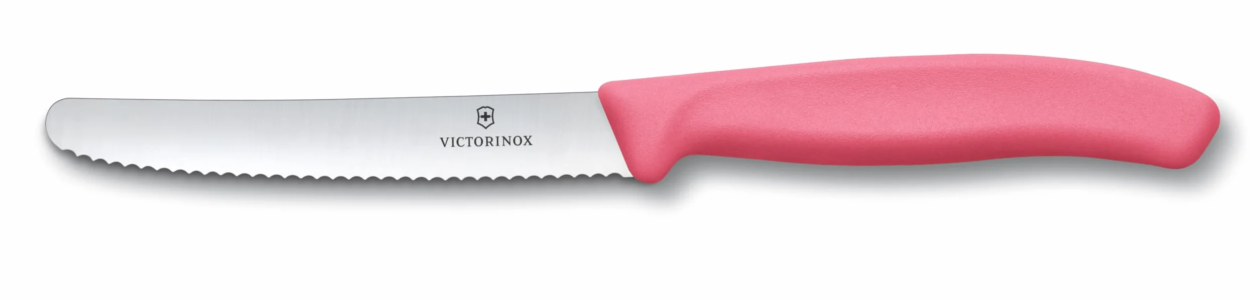 Victorinox Swiss Classic Frühstücksmesser, Brötchenmesser, Set 4teilig, Scharfe Klinge, Wellenschliff, 11 cm, Rostfreier Stahl, Pink, Orange und Gelb