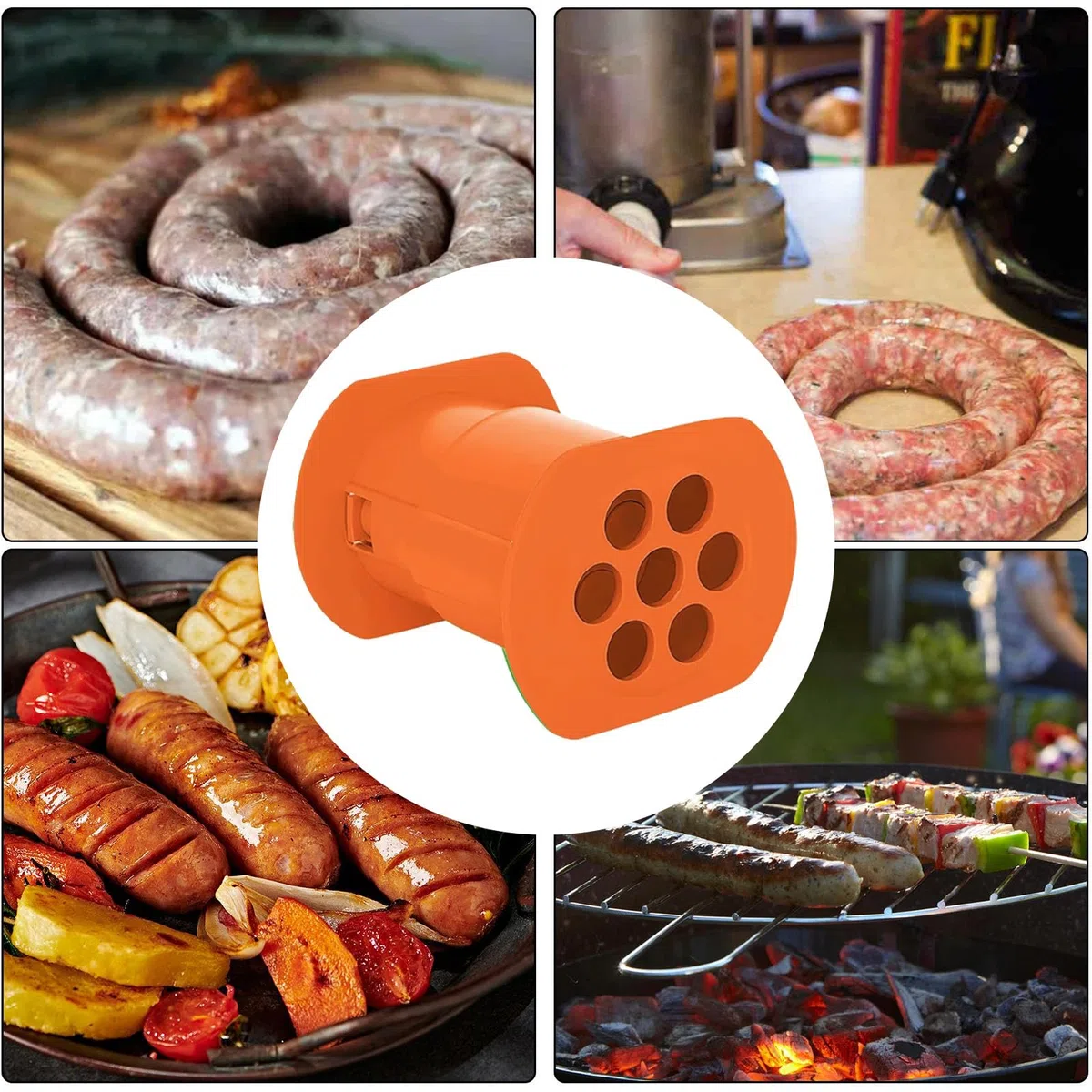 Cevapcici Press Maker - Wiederverwendbarer Fleischpresse 7 Sausages Press | Küchenhelfer und Wurstfüllmatrix | Grillwerkzeug zum Grillen für Cevapi, Hot Dog, Sal