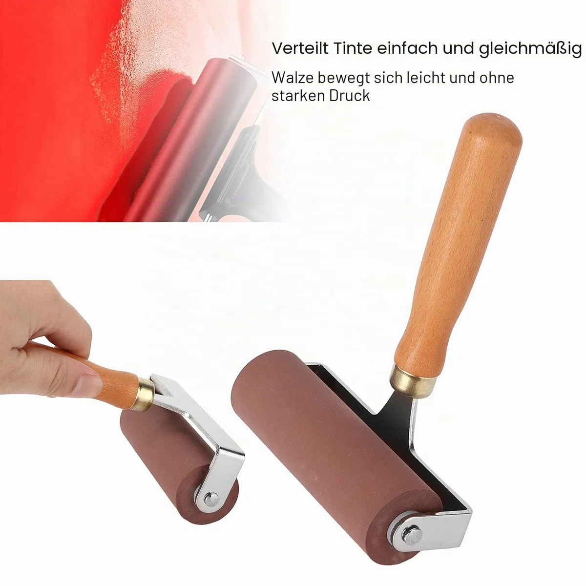 Goshyda Brayer, weiche Flexible langlebige elastische Gummiwalze, um den Druck zu beenden, glatt und sauber zu stempeln, geeignet für Druckgrafik, Tintenblock, Geschnitzte Oberfläche(10cm)