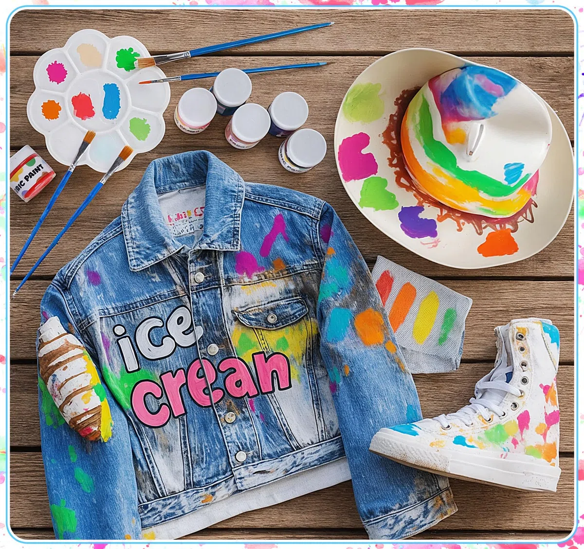Textilfarbe Waschmaschinenfest 18 Farben je 50ml - Stoffmalfarben Set mit 5 Pinseln, Mischpalette - Hochdeckend für T-Shirts, Jeans, Schuhe auf hellen und dunklen Stoffen