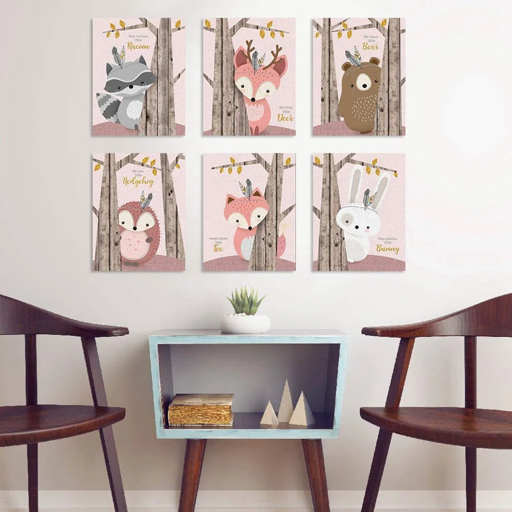 Alvinlite Cartoon Tier Malerei Niedliche Wandkunst Bild Wanddekoration für Wohnzimmer Schlafzimmer Kinderzimmer