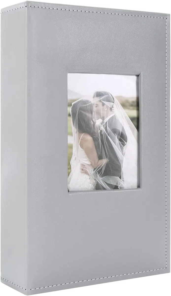 Fotoalbum 10x15 Einsteckalbum 300 Fotos Groß Kapazität Fotoalben Klein Mini Leder Album Fotobücher für Hochzeit Urlaub Jubiläum Weihnachten Geburtstag Grau