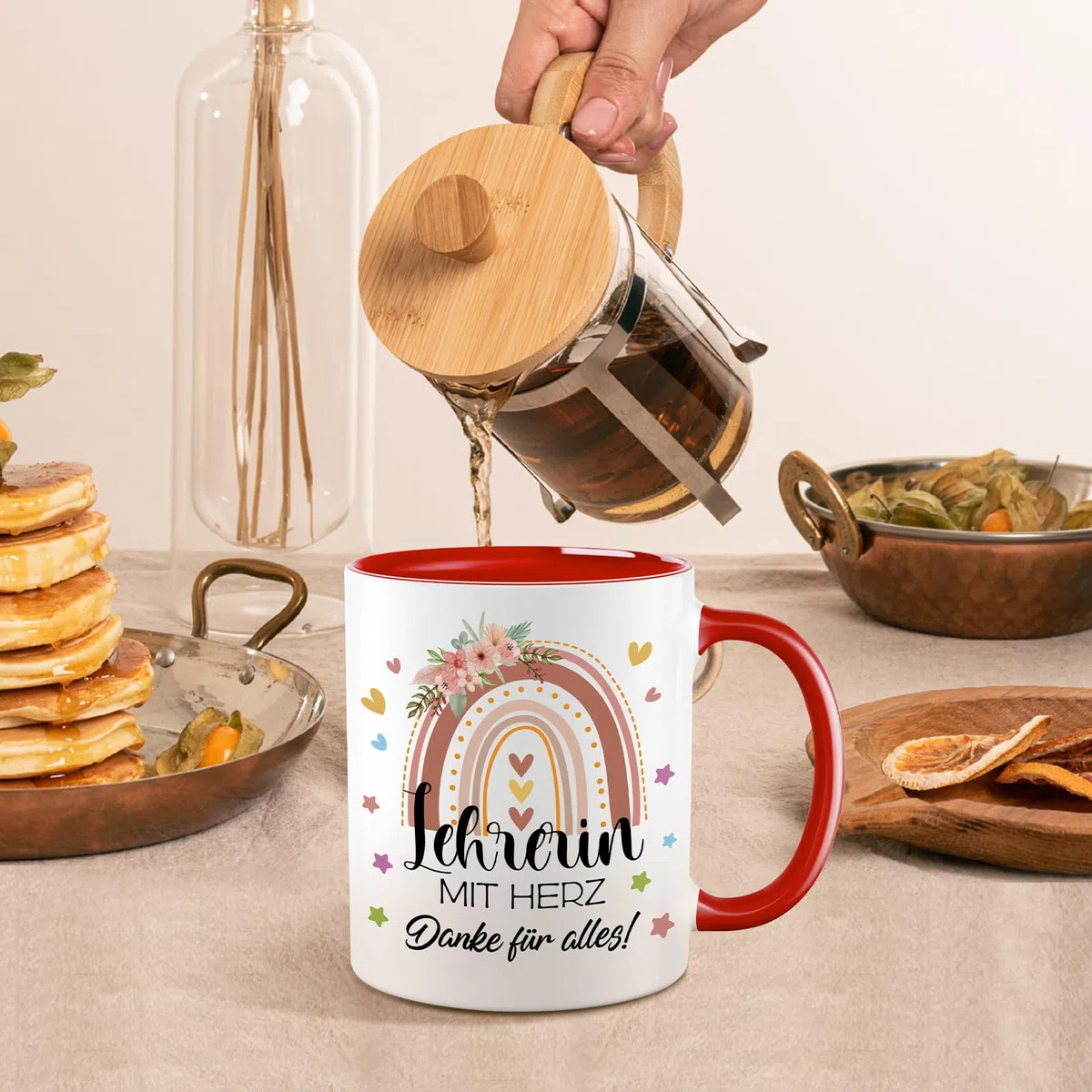 Lehrerin Geschenk Tasse, Tasse Lehrerin, Abschiedsgeschenk Lehrerin, Dankeschön Geschenke Kaffeetasse - Lehrerin mit Herz, Danke für alles!