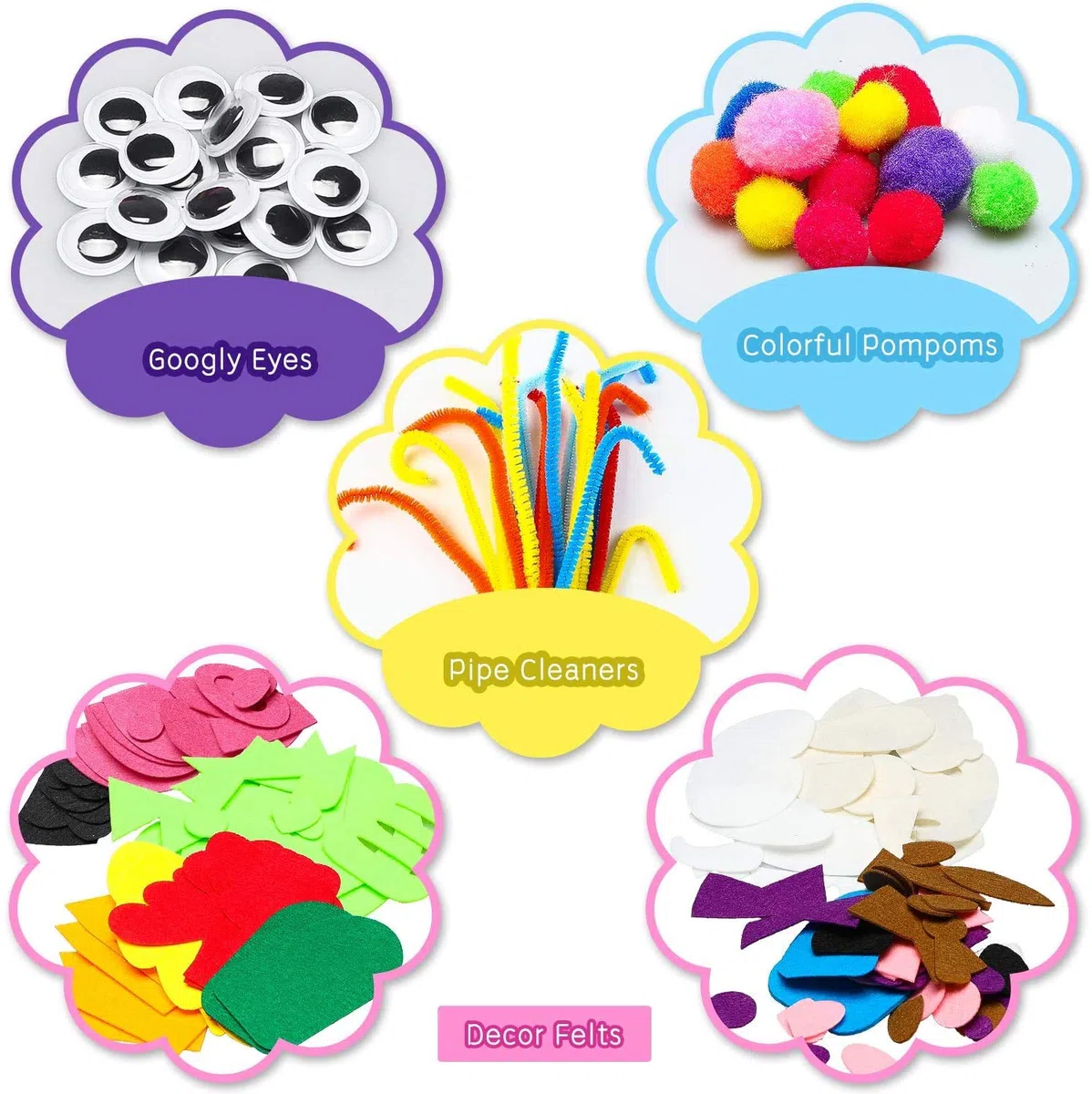 WATINC 12Pcs Felt Handpuppe DIY Art Craft Set Moderne Kinder Filz Spielpuppe Socke Pompoms Bastelarbeiten Machen Puppet Wackeln Googl Eyes Storytelling Rollenspiel Party Zubehör für Mädchen Jungen