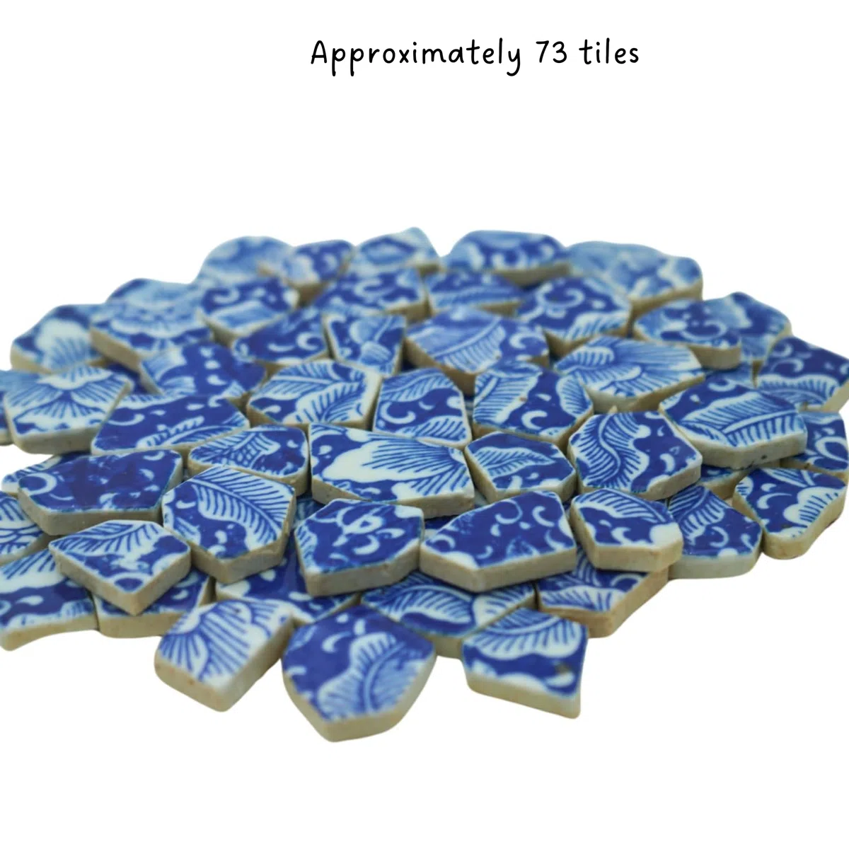 0,5 kg blaue und weiße unregelmäßige Porzellan-Mosaikfliesen, DIY, handgefertigt, Badezimmer, Wohnzimmer, Küche, Backsplash, Outdoor (08, Medium)