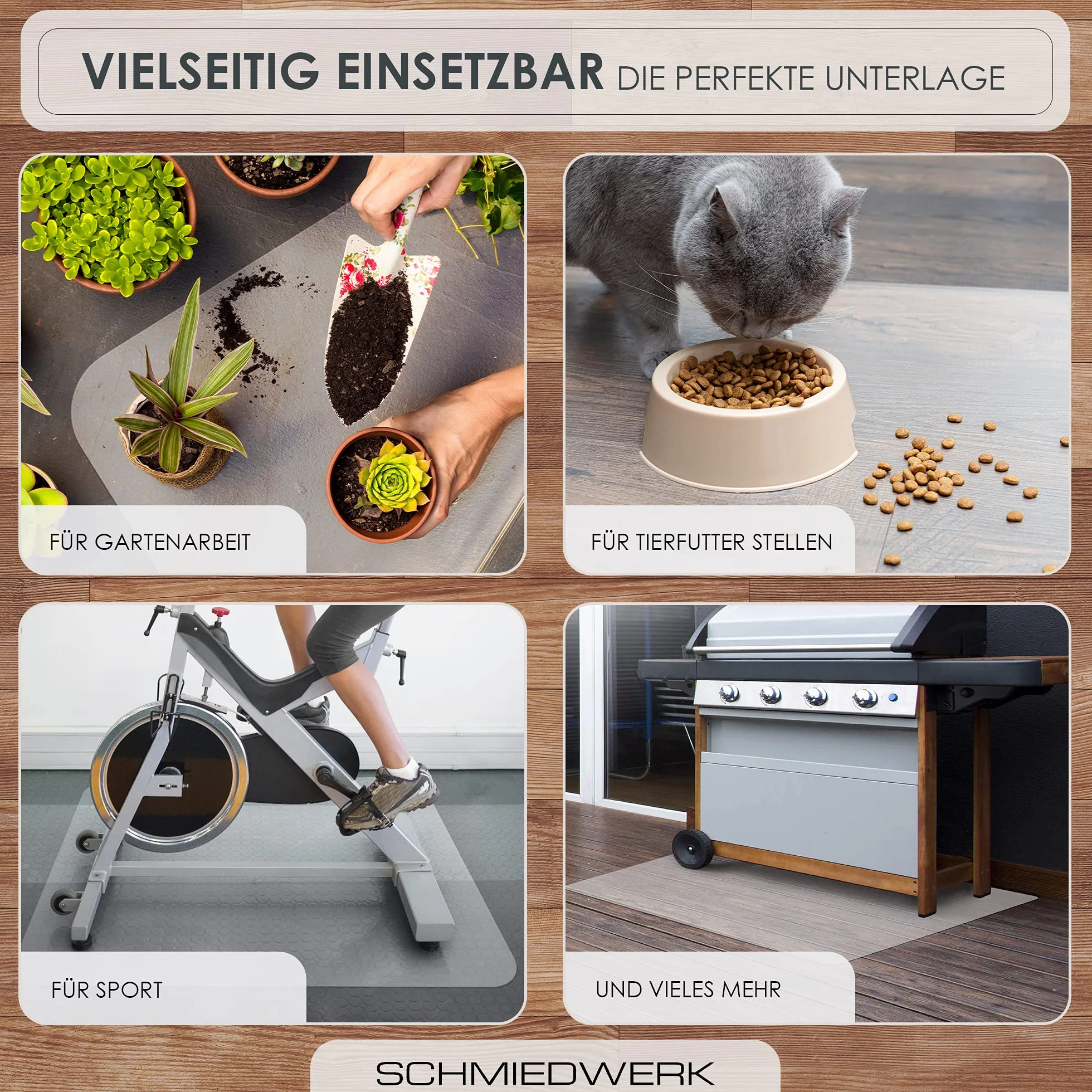 SCHMIEDWERK Bürostuhl Unterlage versch. Größen - Bodenschutzmatte für Schreibtischstuhl Antirutsch in milchweiß | Made in Germany (90x120cm)