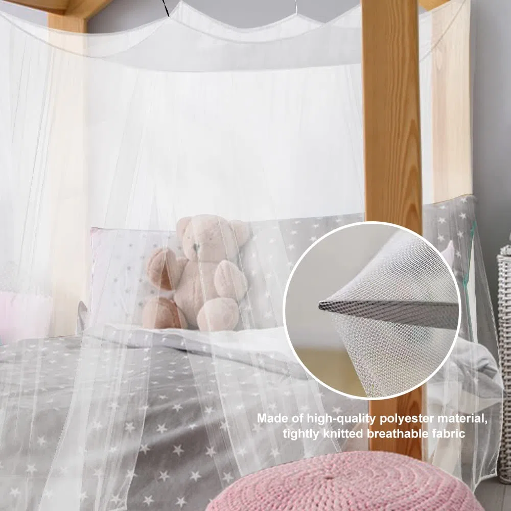 Moskitonetz Einzelbett, Quadratische Moskitonetze mit 6 Aufhängepunkten Klebehaken, Großes Mückennetz für Bett, Mückennetz Bett für Einzelbett, Insektenschutz für Reise und Zuhause100x200x200cm