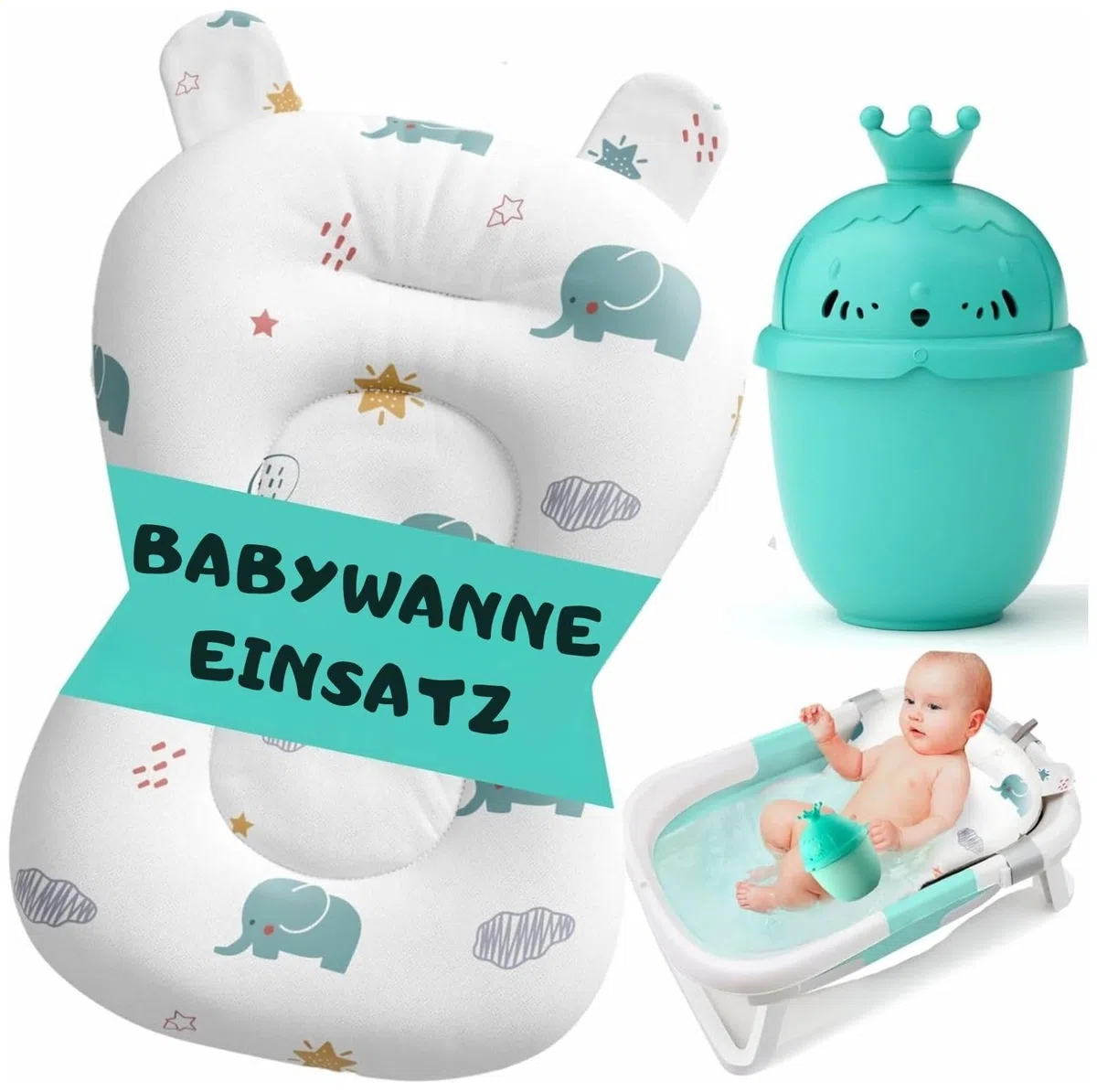 Baby Badewanneneinsatz – Baby Badewannenkissen für Badewanne - Babywanne Einsatz & Badewannensitz ab 0 Monate - Weiches Badekissen, rutschfest & schnelltrocknend (Weiß)