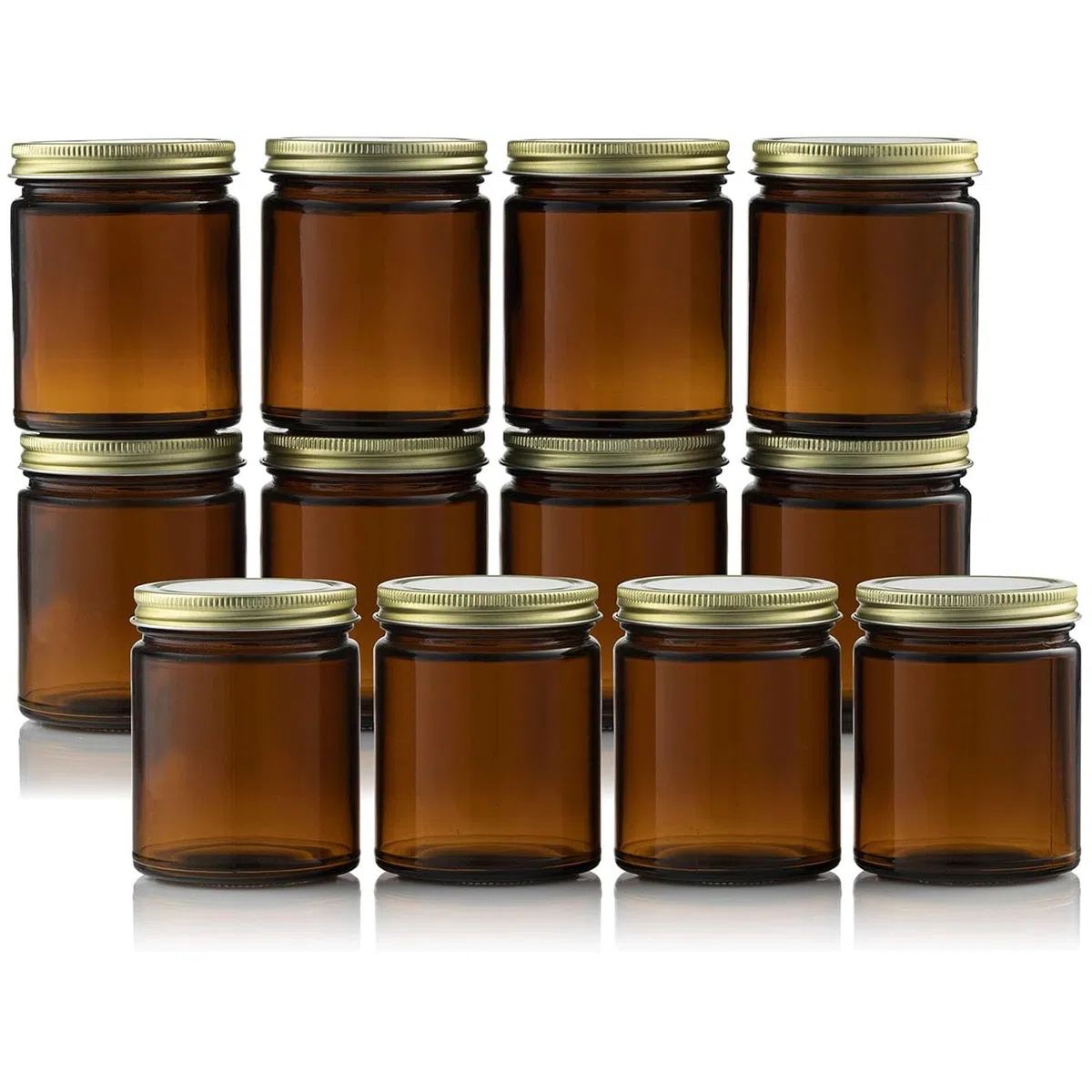 Braunglasbehälter, 236 ml (8 oz) leere Kosmetikbehälter für DIY-Projekte, Bernsteinfarbene Gläser für Kerzenherstellung (12)