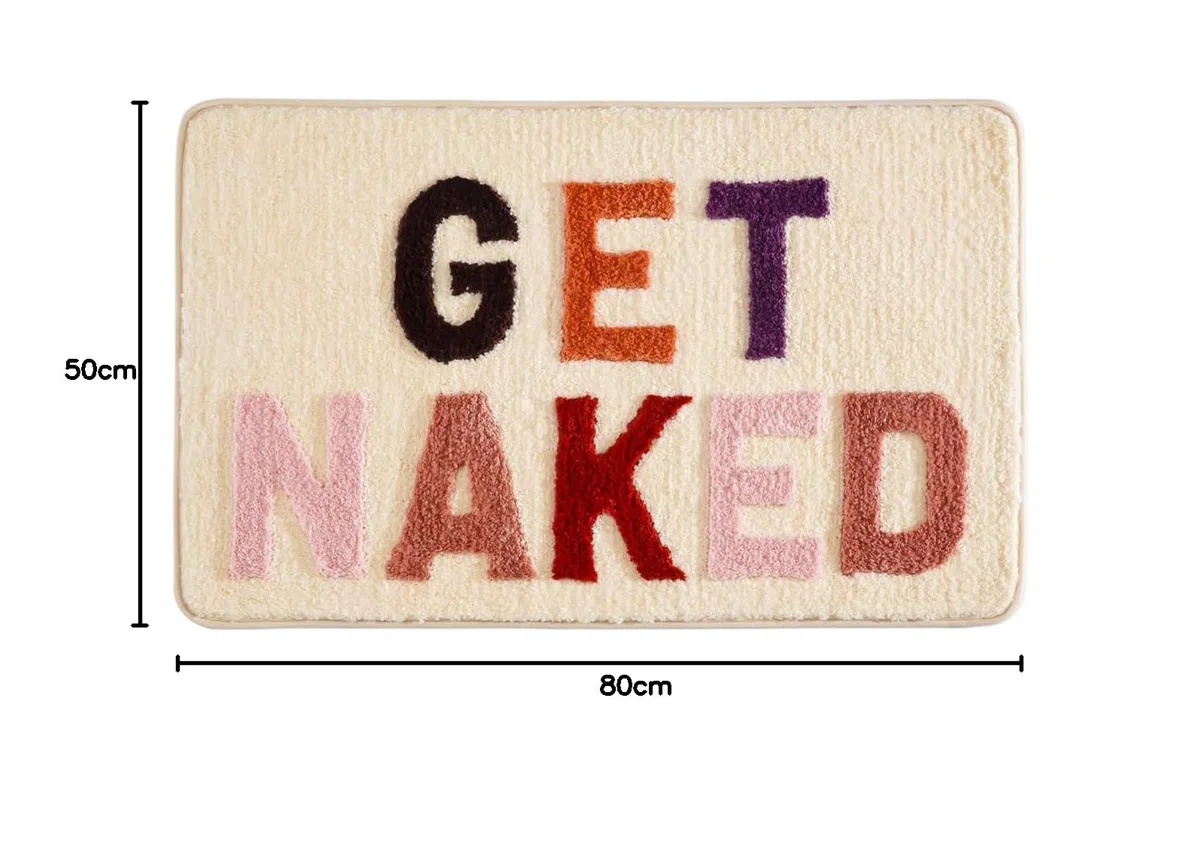 QJHOMO Beige Badezimmerteppich Bunt Badematte rutschfest Waschbar Badteppich Spaßig Badvorleger Weiche Mikrofaser Duschvorleger Absorbierende Badezimmer Teppich 50 x 80 cm