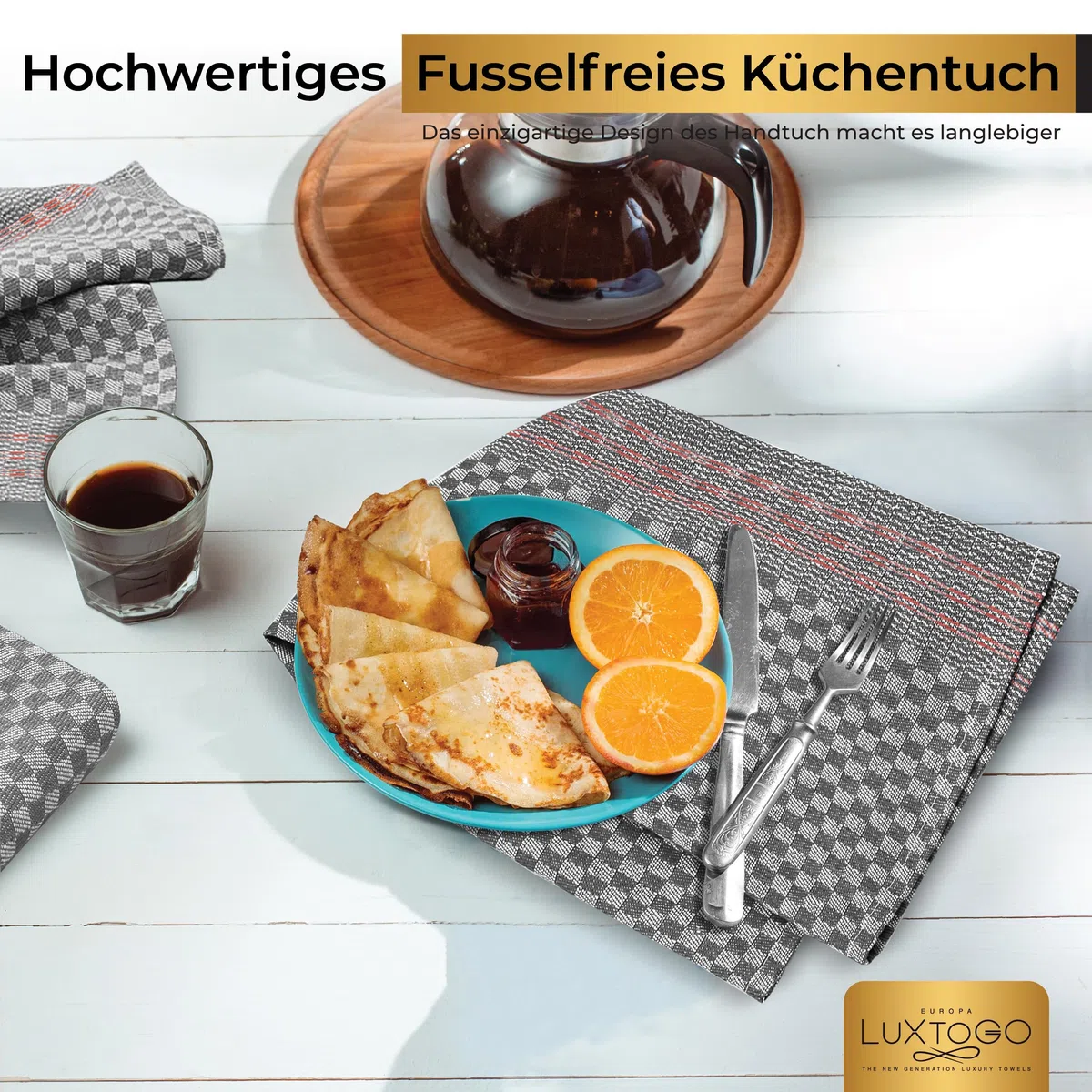 Geschirrtücher Baumwolle Set, 100% Baumwolle Küchentücher, Ringgesponnene Extra Dicker 300 g/m² Geschirrhandtücher 50 x 70 cm Küchenhandtücher & Teetücher für Küche.(5 STK)