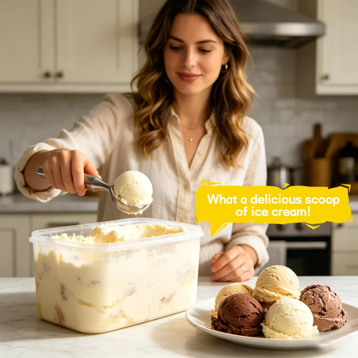 Eisportionierer aus Edelstahl, Robuster Eislöffel Portionierer, Der Ideale Eislöffel Portionierer, Perfekte Ice Cream Scoop, Einteilige Ausführung Eiskugelportionierer, Ergonomischer Komfortgriff