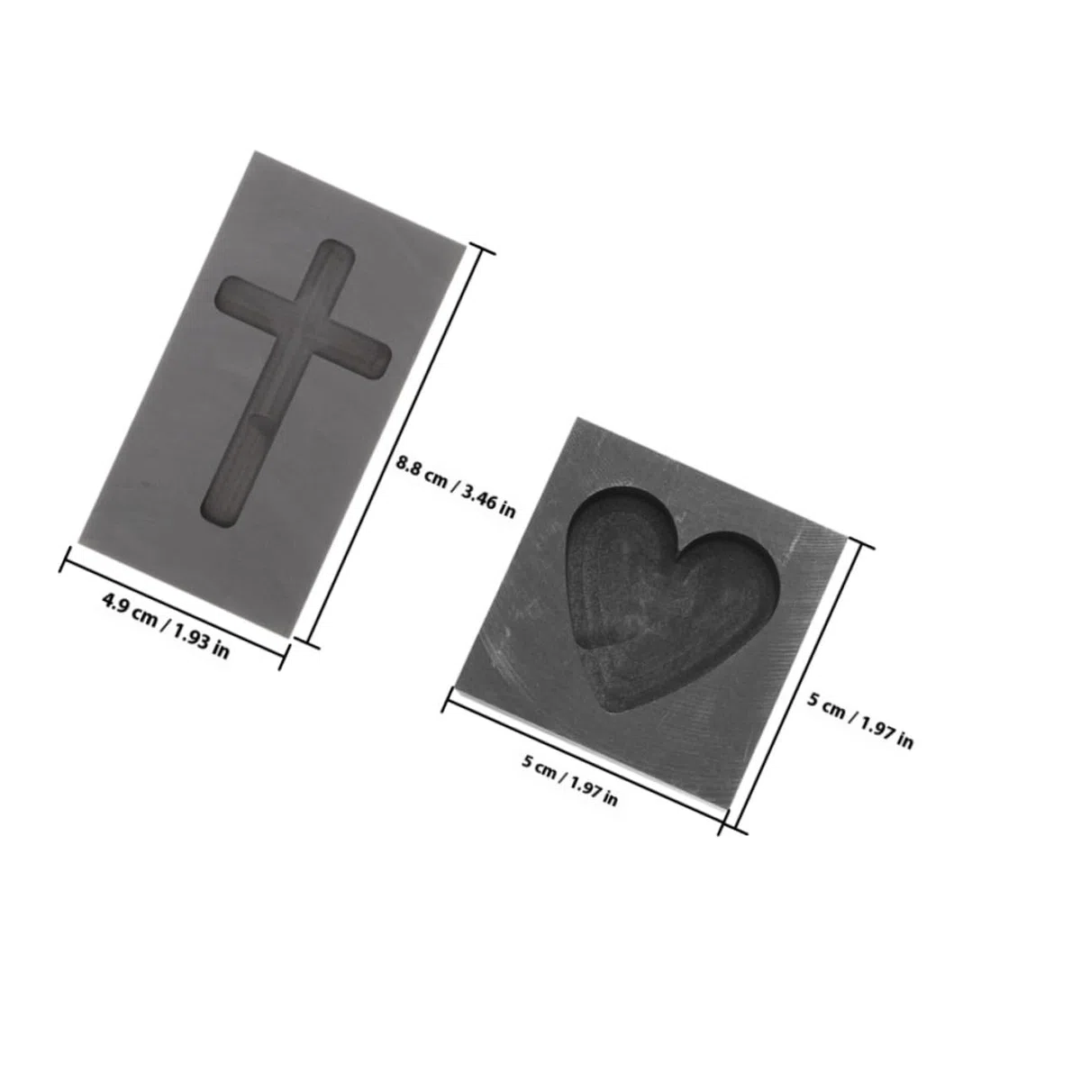DOITOOL Graphit Form Herz, 2 Stk Graphittiegel Gussform Für Barren Herzguss-Barrenform Schmelzende -Silber-Form Zum Schmelzen Von Graphit Herz-Graphitform Kreuzgussformen Herzförmig Modell