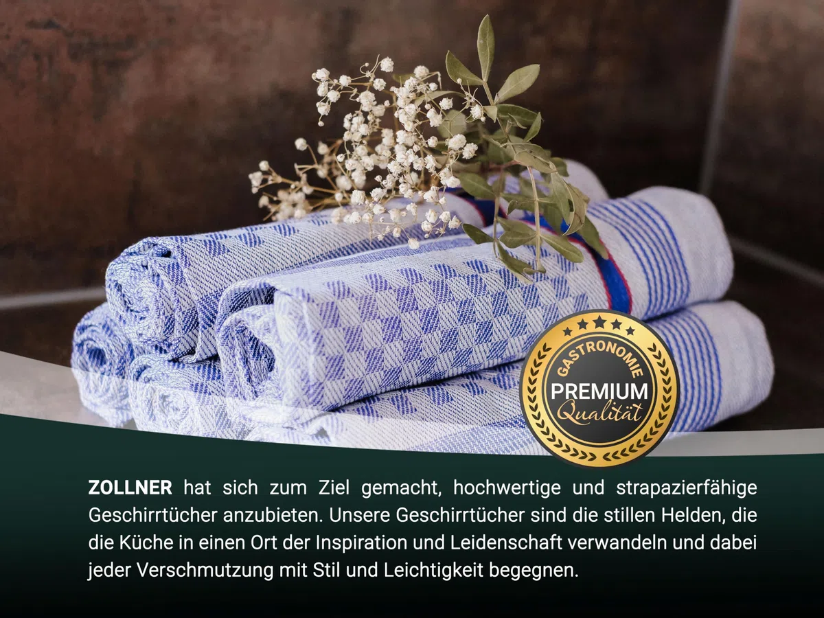 ZOLLNER 10er Set Geschirrtücher, 45x90 cm, Baumwolle, blau kariert