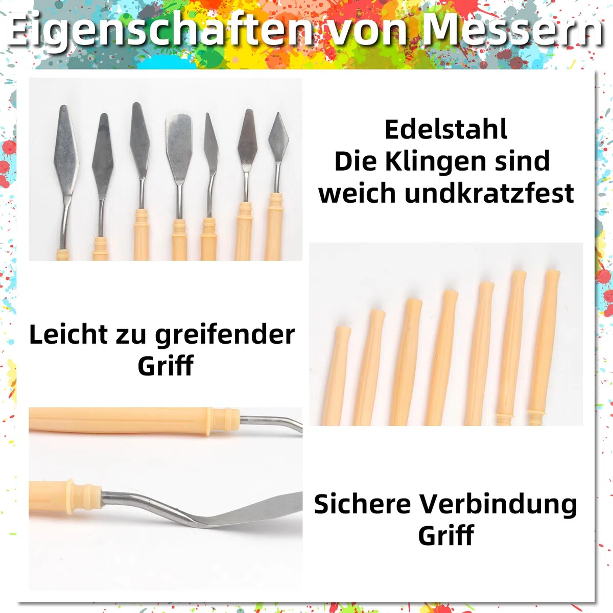 9 Stück Spachtel Acrylmalerei,Farbmesser Palettenmesser für Acrylfarbe,Metallmesser mit Holzfarbe Holzgriff,für Ölmalerei,Farbmischung,Künstlerbedarf