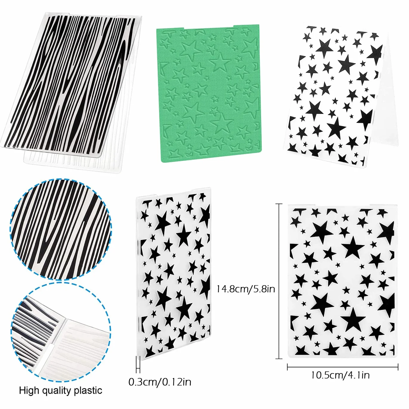 12 Stück Prägeschablone Kunststoff Prägefolder,Plastic Embossing Folders for Card Making Photo Album Scrapbooking Decoration, Grass and Wood(14.8 x 10.5 cm)