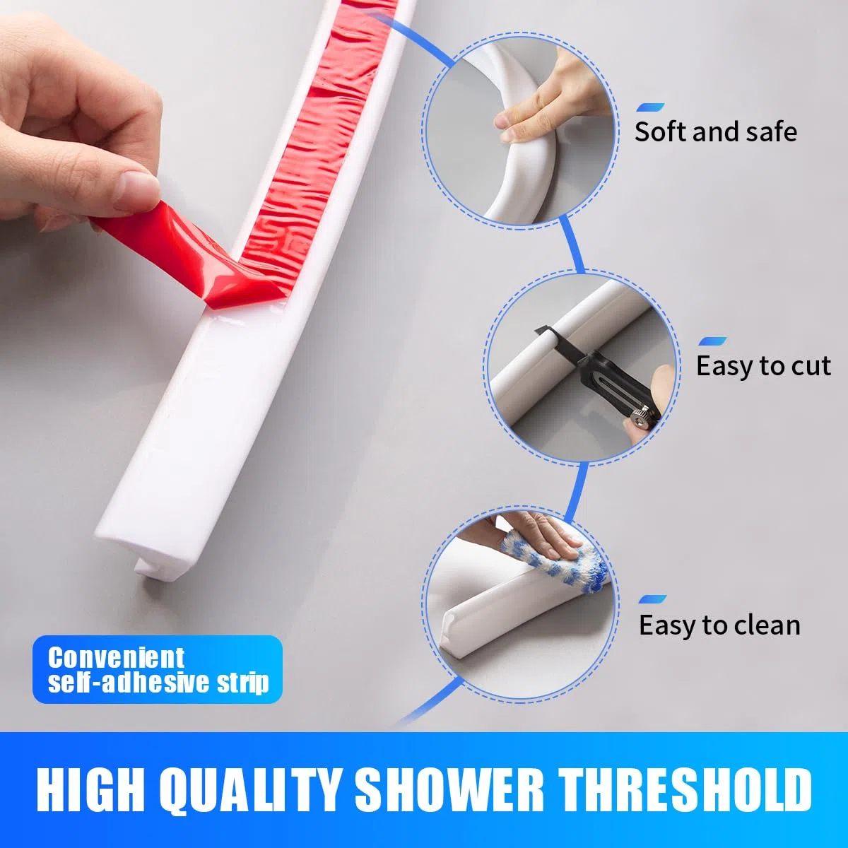 2M Schwallschutzleiste Dusche Selbstklebend, 4CM Höhe Wasserstopper Dusche, 360° Biegbar Schwallschutz dusche, Silikon Duschschwelle Wassersperre für Duschabtrennung Küche (2M 3CM*4CM)
