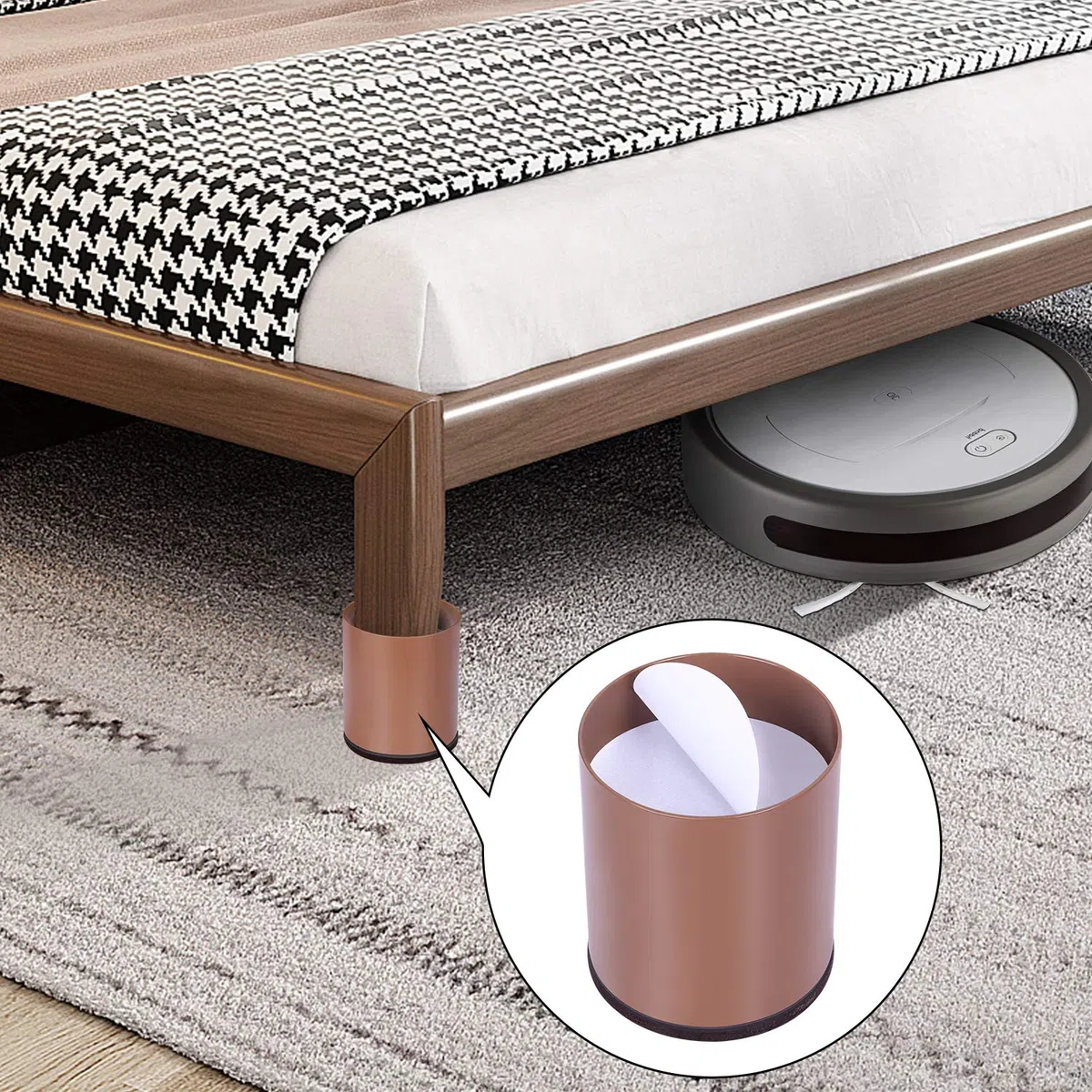 Ezprotekt Betterhöhungen, 2"/5.1 cm Möbelerhöhung aus Karbonstahl, 2.4 Zoll im Durchmesser, Selbstklebende Möbelerhöhung Fügt 2 Zoll Höhe zu Betten, Sofas Schränken, Unterstützt 50.000 lbs, Braun