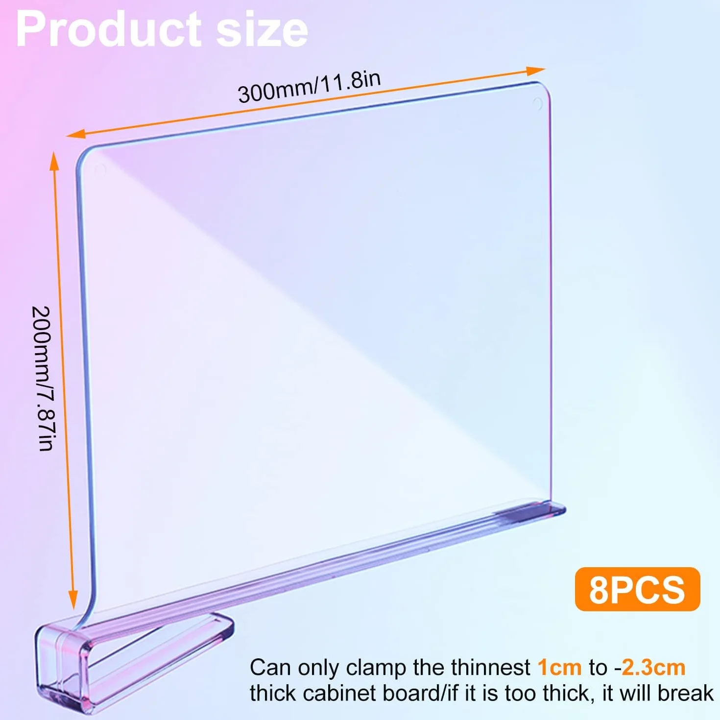 8 Stück Transparente Regaltrenner Kleiderschrank,30x20cm Shelf Divider Acryl, Multifunktionaler Schrank Regal Trenner, für Schlafzimmer, Aufbewahrung