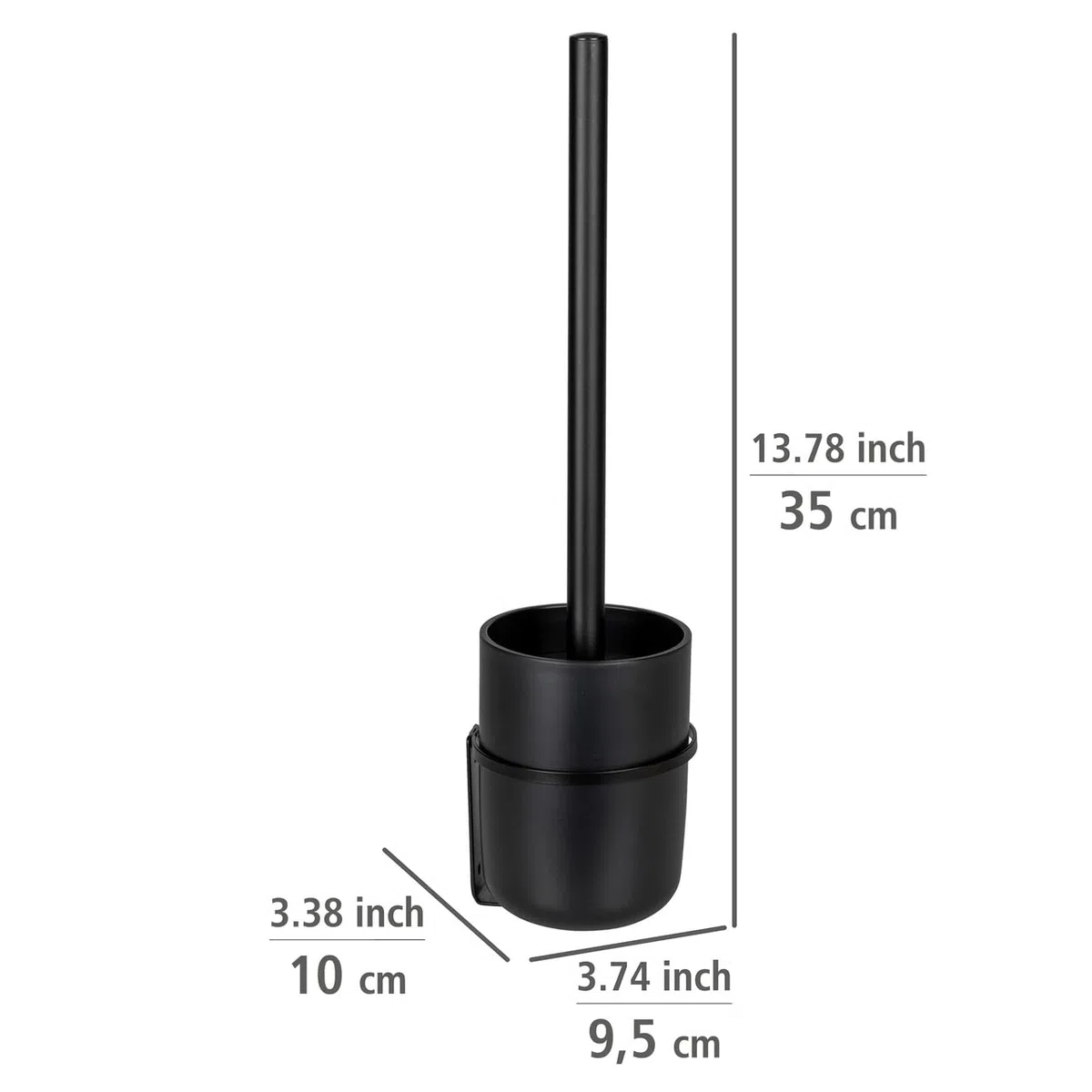 WENKO WC-Garnitur Mod. Carpino Kunststoff WC-Bürstenhalter für einfache Befestigung ohne Bohren Flexible Abdeckung Wandhalterung Metall Schwarz