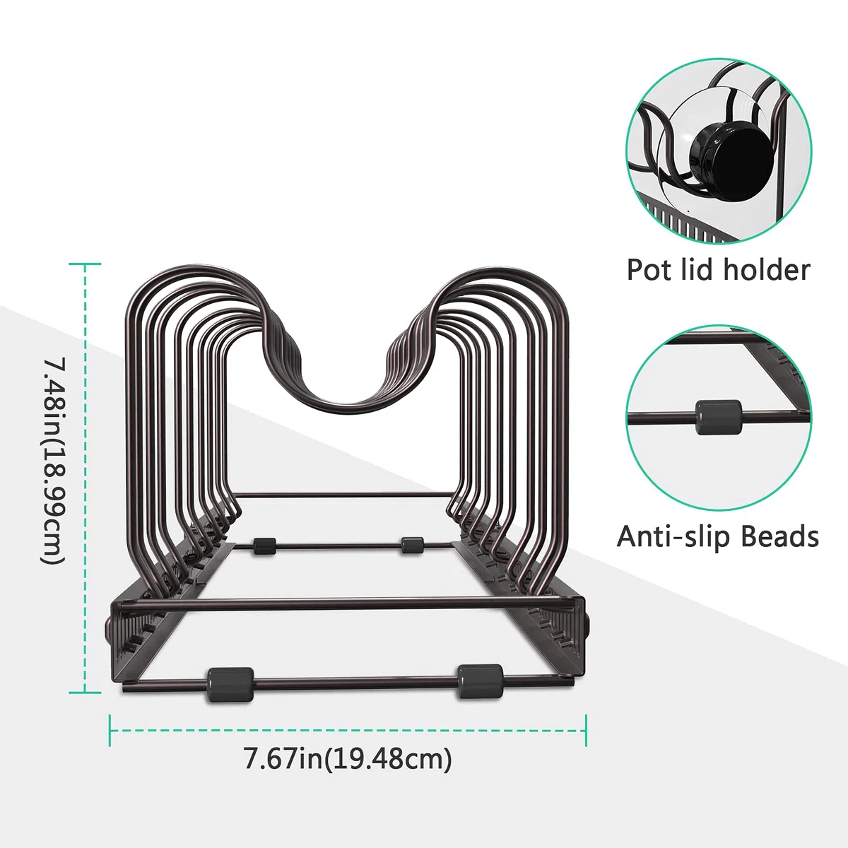 Puricon Deckel und Pfannenhalter Topfdeckelhalter Pfannen Aufbewahrung Topf Organizer Pan Rack für Küchenschrank Schublade Bratpfanne Topfaufbewahrung -Bronze