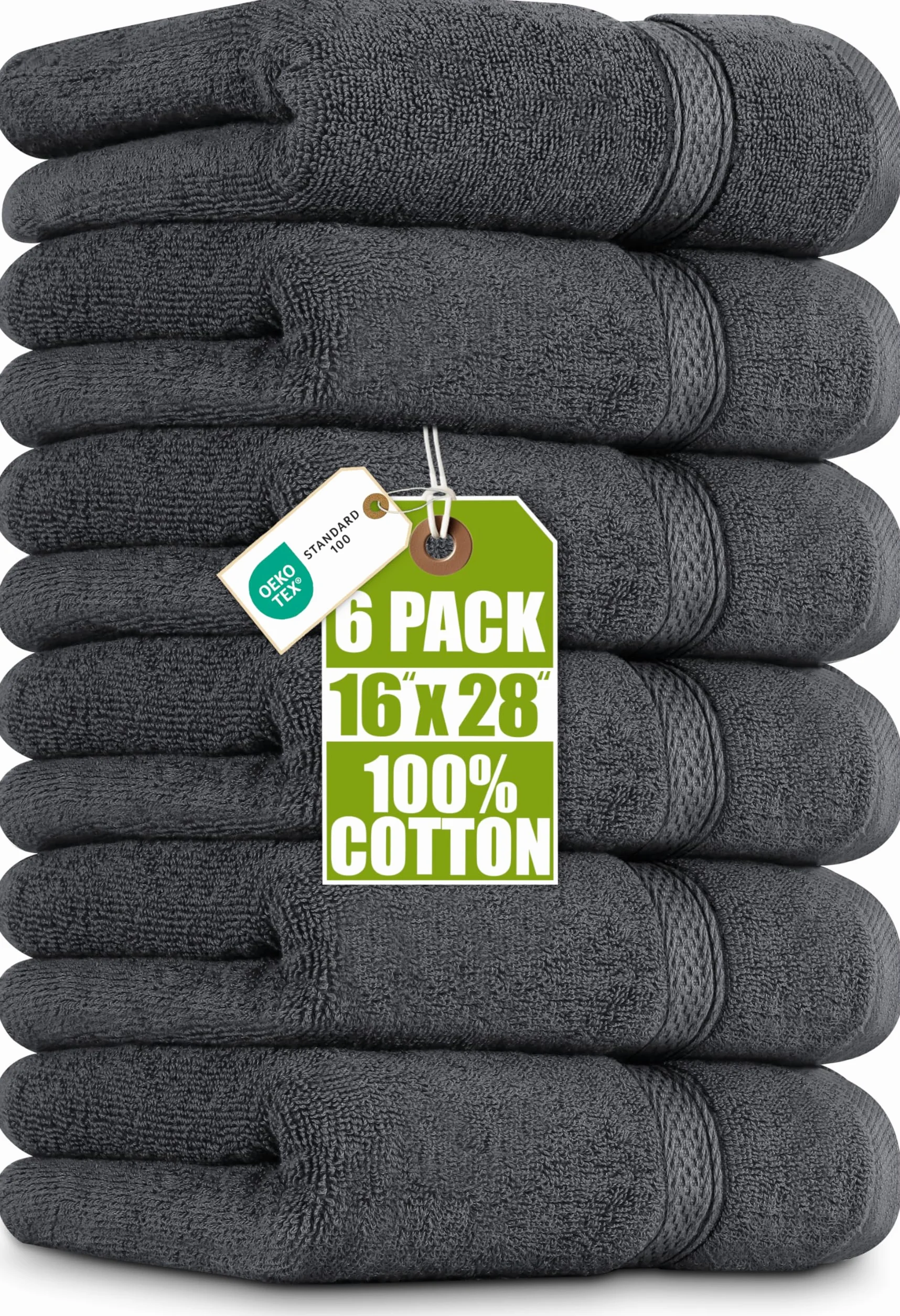 Utopia Towels - Handtücher Set aus Baumwolle - 100% Baumwolle ultraweich und sehr saugfähig, 41x71 cm - 6er Pack (Grau)