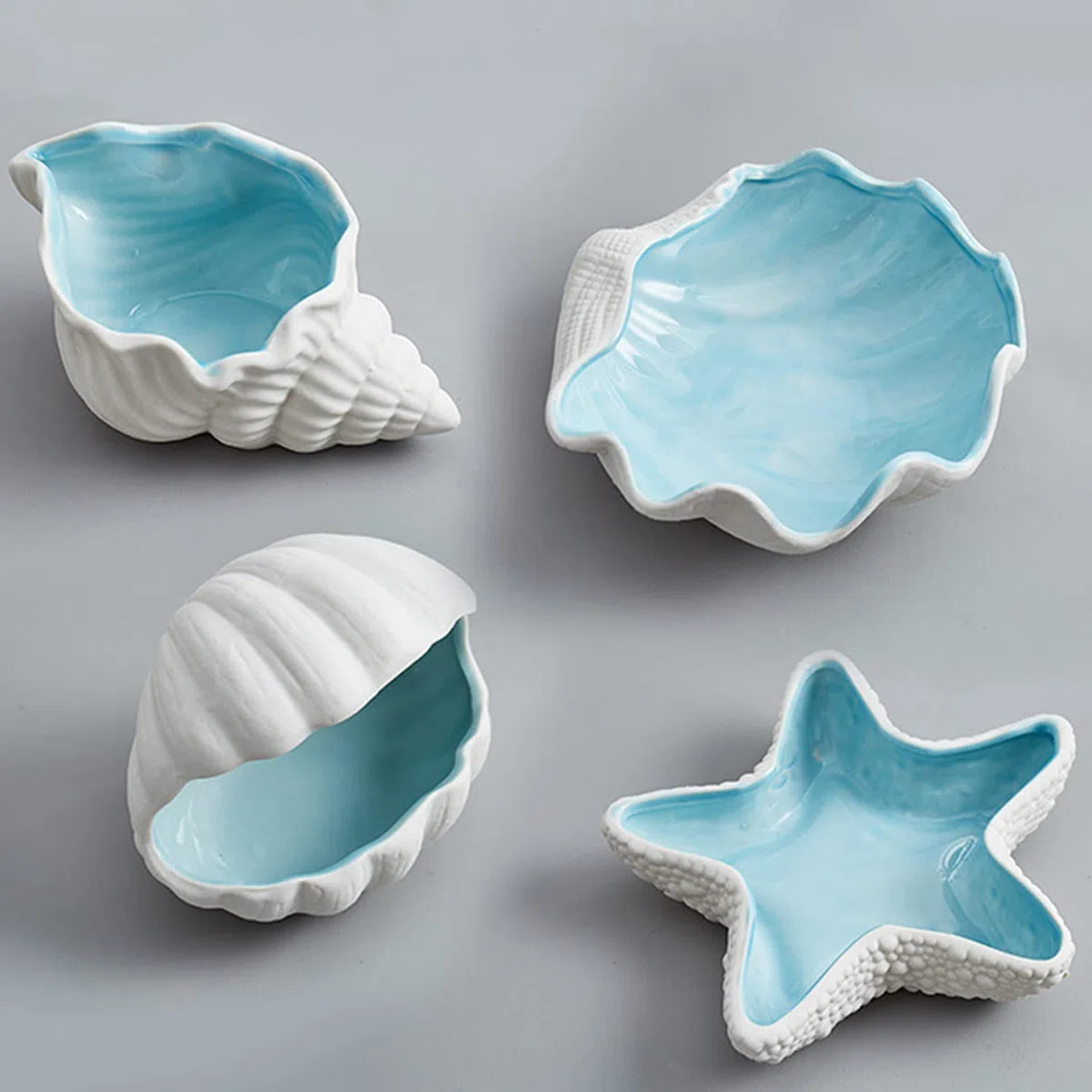 Disoza Groß Muschel Schale Deko Schmucktablett Sea Shell Dekoschale 19.5*12*9cm Schmuck Tablett Keramik Ablageschale Schlüssel Speiseteller Porzellan Desserttelle Schlüsselschale Flur Schlüsselablage