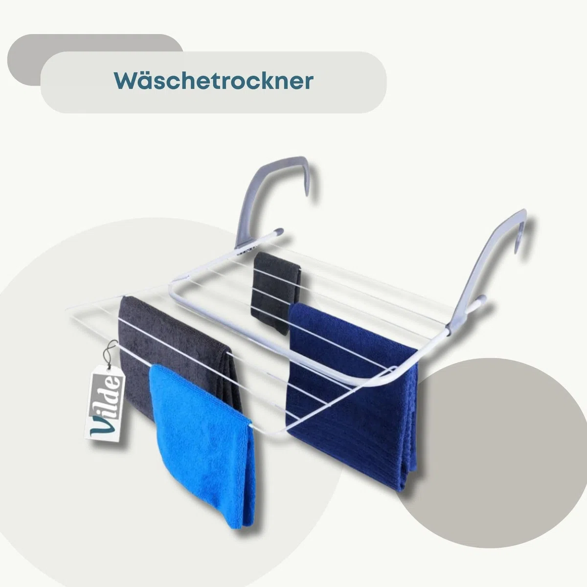 Vilde Wäschetrockner Ständer - Flügel Wäscheständer Platzsparend mit Ausklappbarer Funktion - 55x50,5cm - Strapazierfähiges Metall in Weiß - 10 Stangen, 460cm Trockenfläche, 6kg Tragkraft