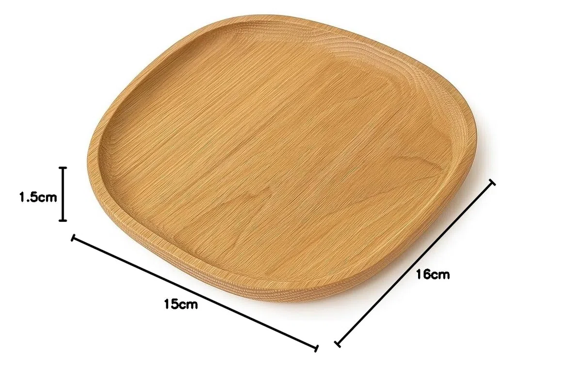 dekorative Holzschale perfekt zum Servieren, Dekorieren und Präsentieren - Deko Tablett, Tischdeko Holz, Servierplatte Holz, Serviertablett (Eiche, 160x150x15 mm)