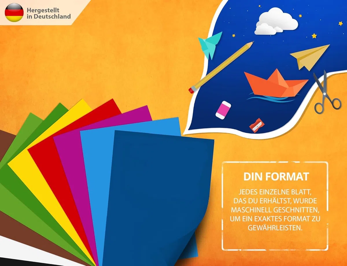 Fotokarton BUNT 300g/m² – PREMIUM PLAKATPAPIER - Karton – 50x70 cm - unbedruckt, Bastelarbeiten, Bastelkarton, Präsentationen, Basteln, Schulpapier, Kindergarten, Großer fester Karton, MADE IN GERMANY