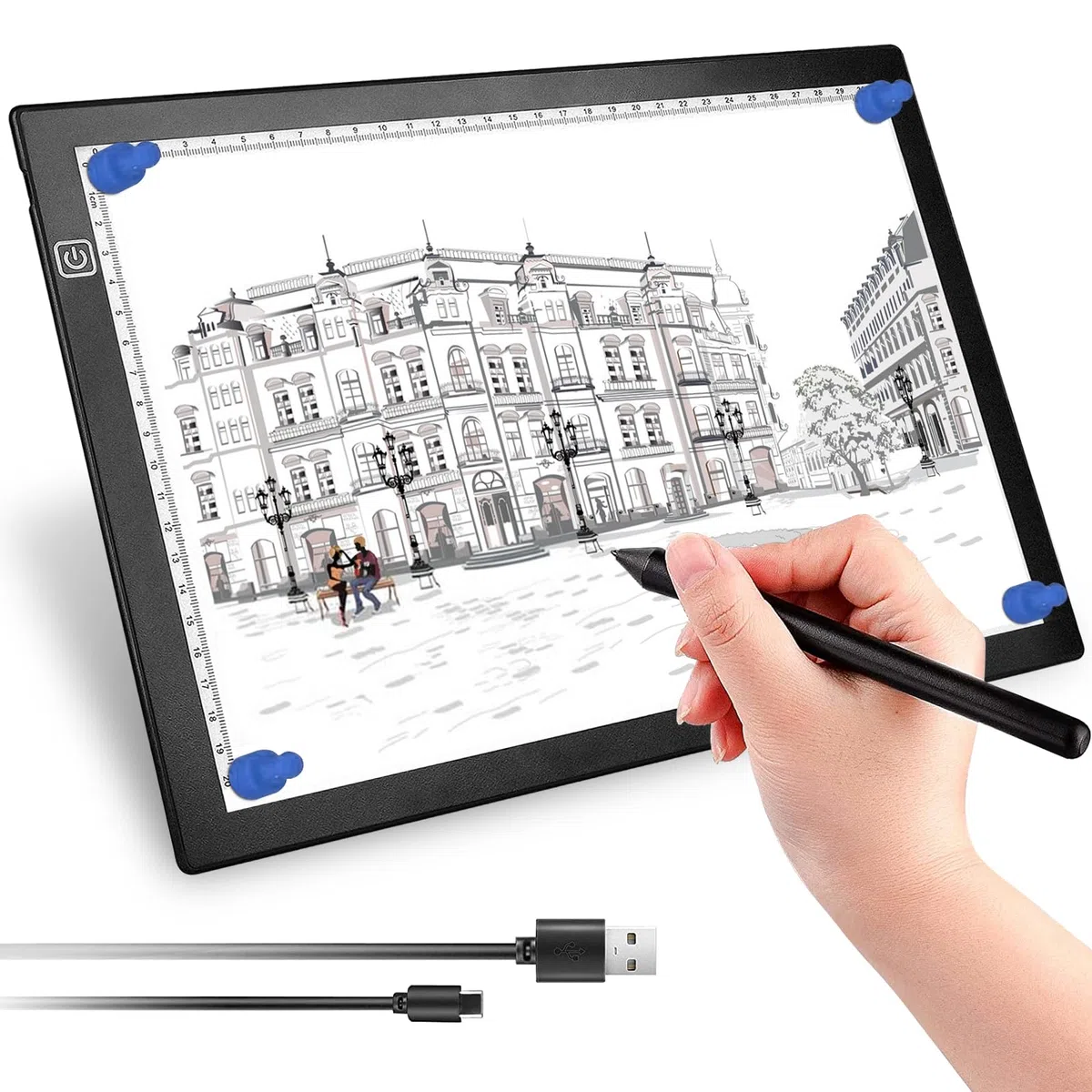 UUCOLOR LED Licht Pad A4, Leuchttisch A4 Leuchtplatte Zeichnen einstellbare Helligkeit, mit USB Kabel, Ideal für Diamond Painting, Skizzierung, Zeichnung, Animation, Tattoo, Malen