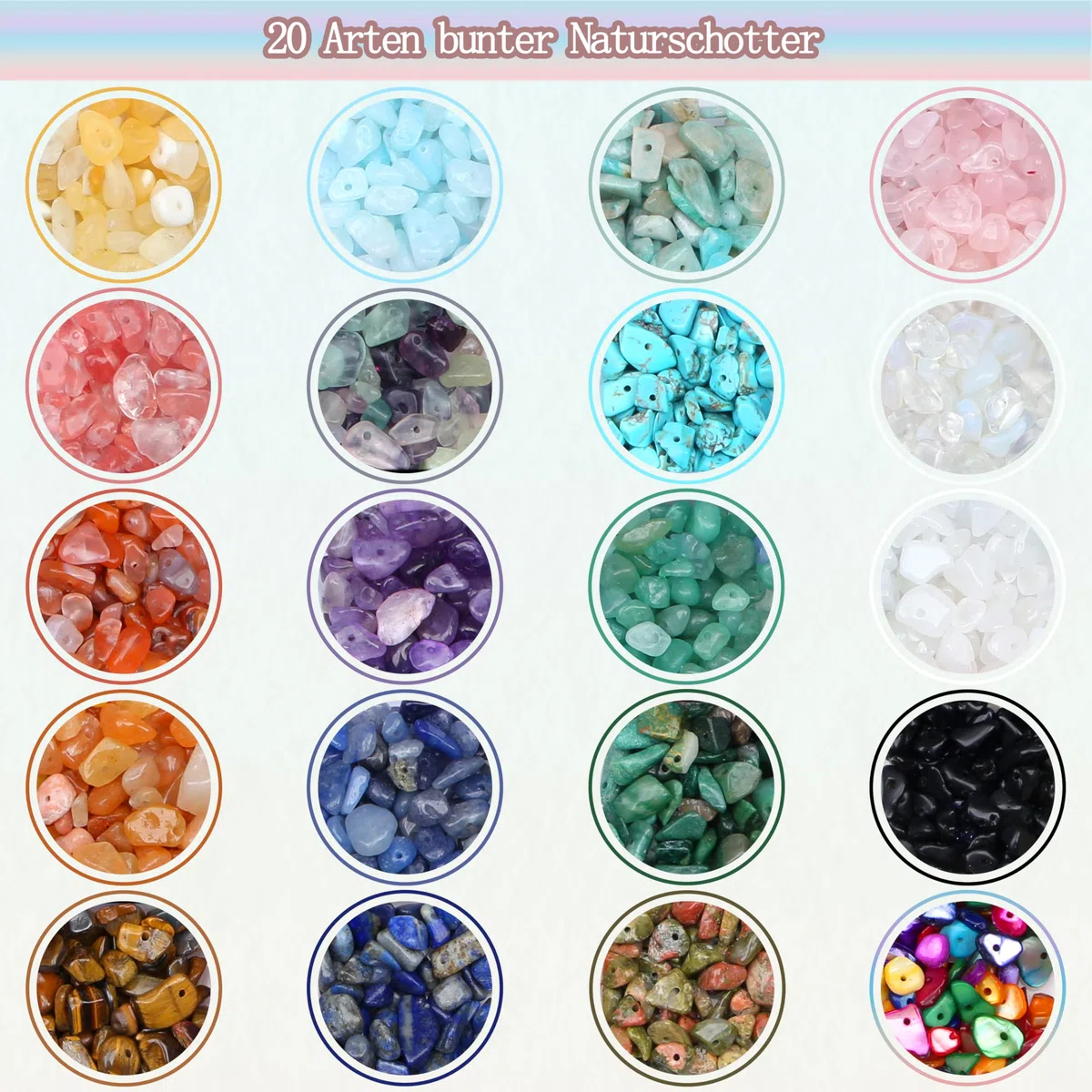 GUJOXILA Schmuck Selber Machen Set mit 20 Farben Edelsteine Perlen 1200 Kristall Perlen Set für Ohrringe Selber Machen DIY Ringe Armbänder Ketten und Schmuckherstellung Bastelset