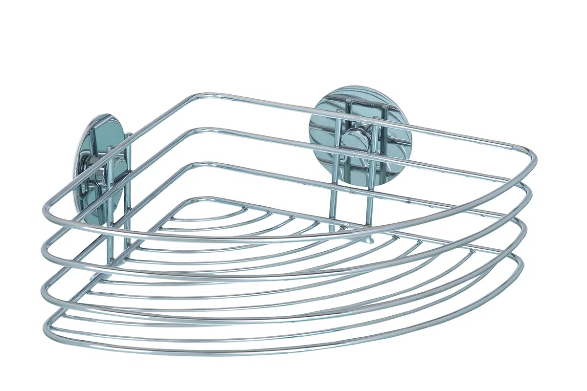 WENKO Duschablage Ecke ohne Bohren, Turbo-Loc Eckablage bis 40 kg Tragkraft, verchromter Stahl rostfrei, Wandablage Bad