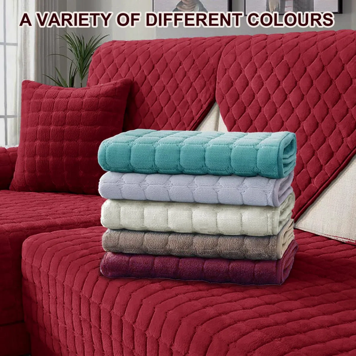 Sofa Überzug, Sofadecken für Sitzfläche, Couch Überzug 1 2 3 4 Sitzer, Sofaschoner rutschfest,Universelle Sofaüberwurf,Ecksofa Sofabezug,Rot,70x150cm