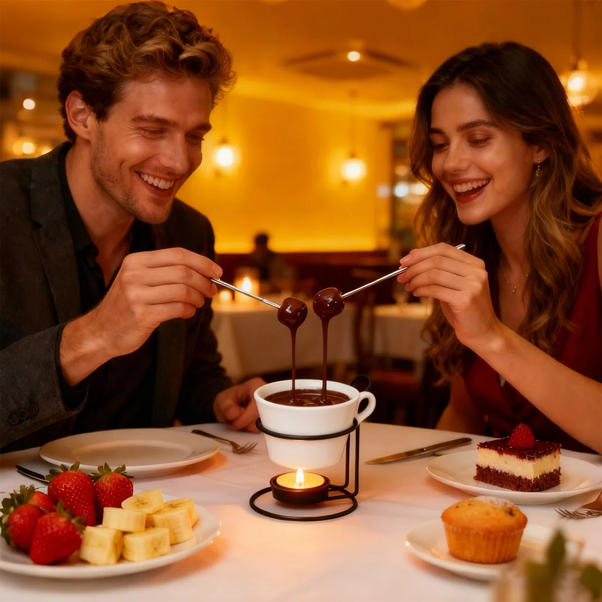 Genérico Fonduetopf | Warmhaltewärmer zum Schmelzen von Schokolade | für Abendveranstaltungen, Treffen, Weihnachten, Kaffee, Hausküche